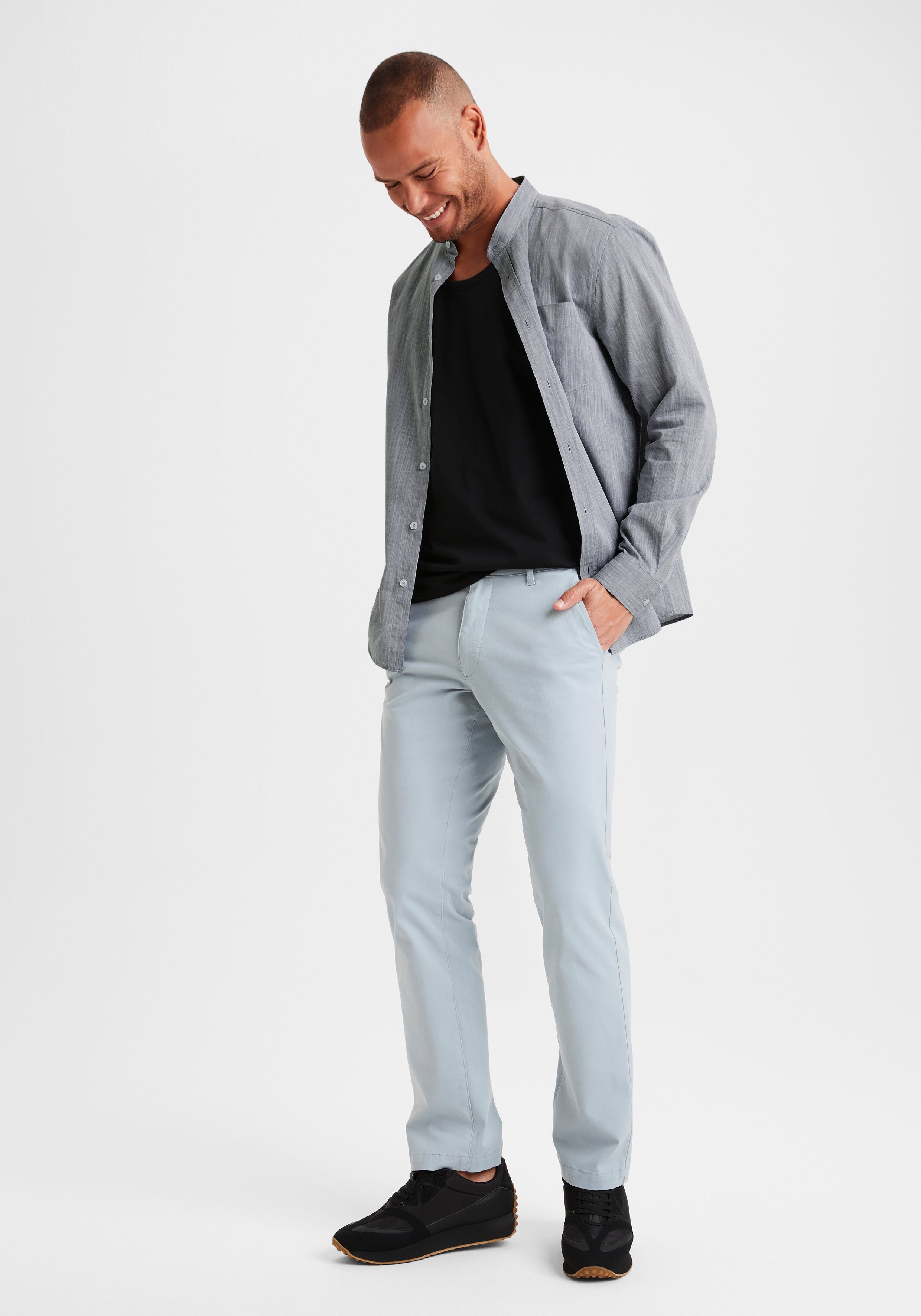 H.I.S Overhemd met lange mouwen Regular fit, staande kraag shirt met borstzak, 100% katoen