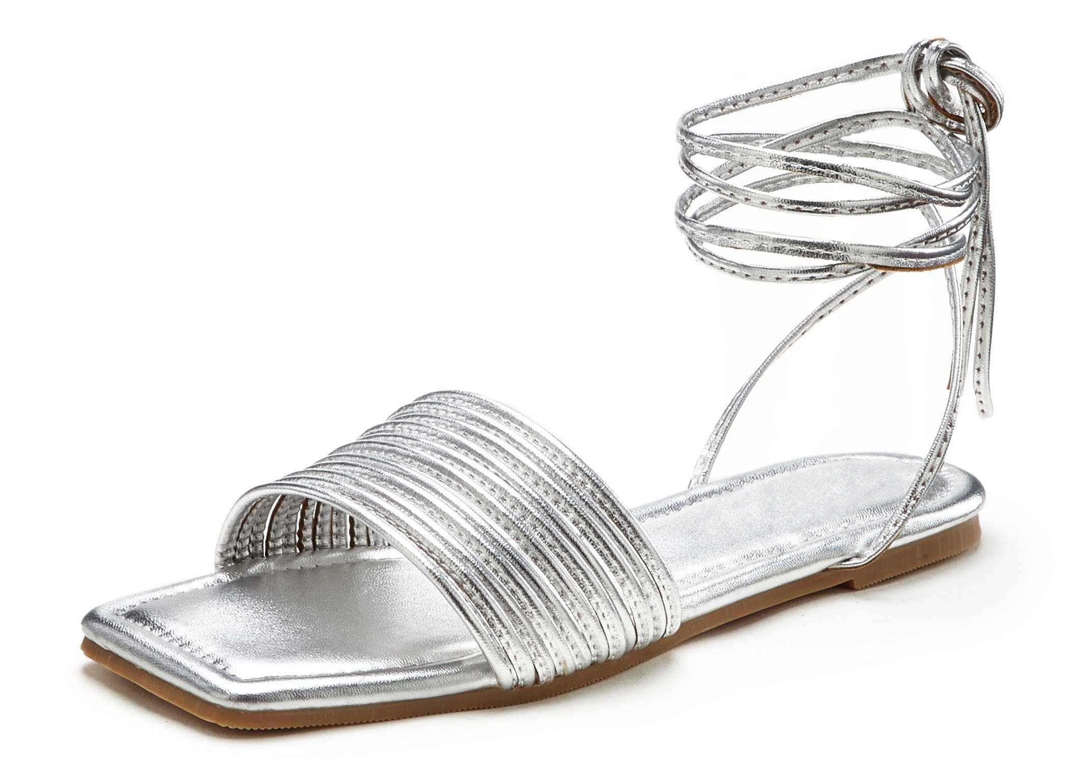 Lascana Sandalen Sandalette, zomerschoen, vetersluiting, glanzend, gladiatoren stijl VEGAN