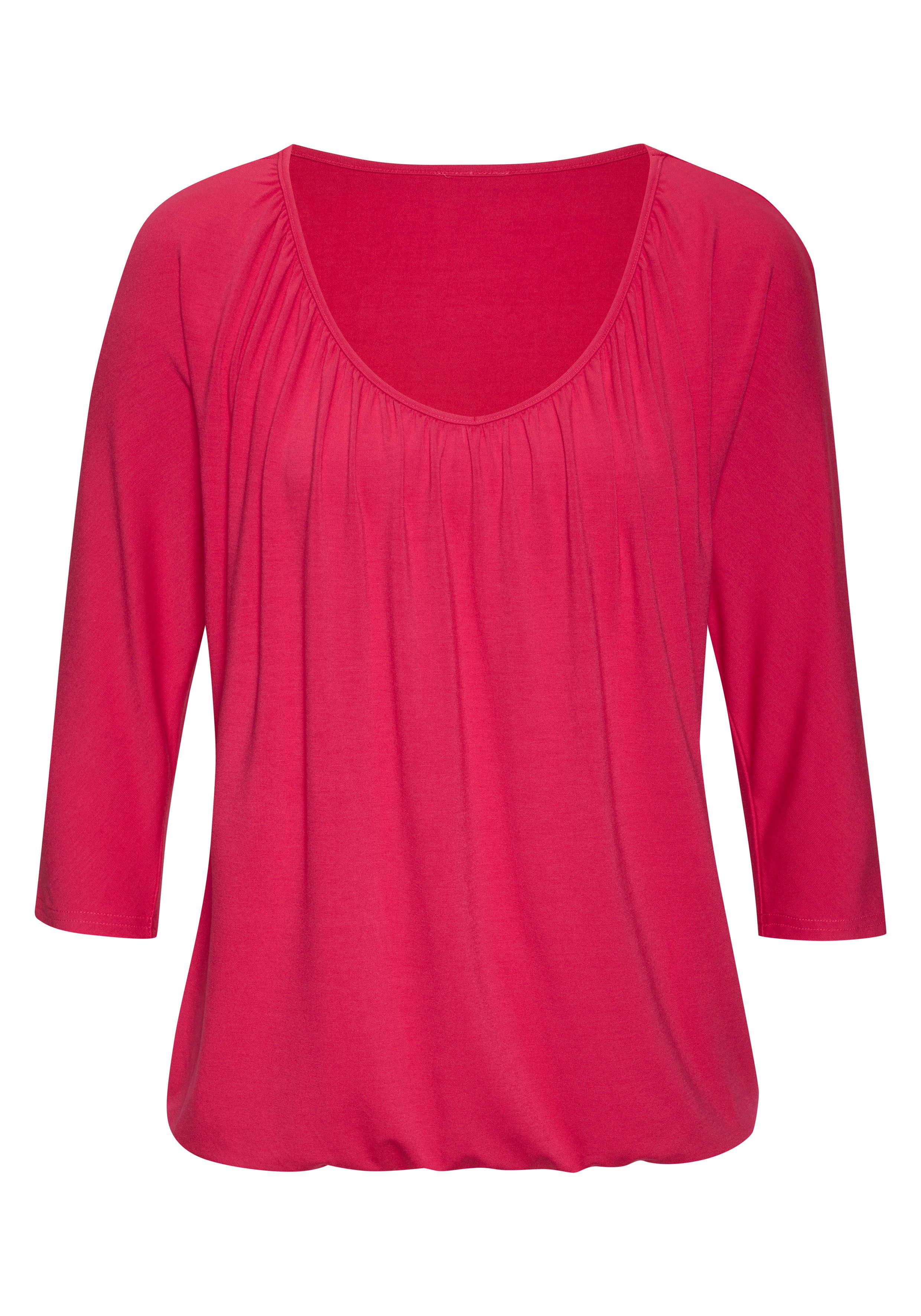 Lascana Shirt met 3/4 mouwen Met fijne plooien bij de hals