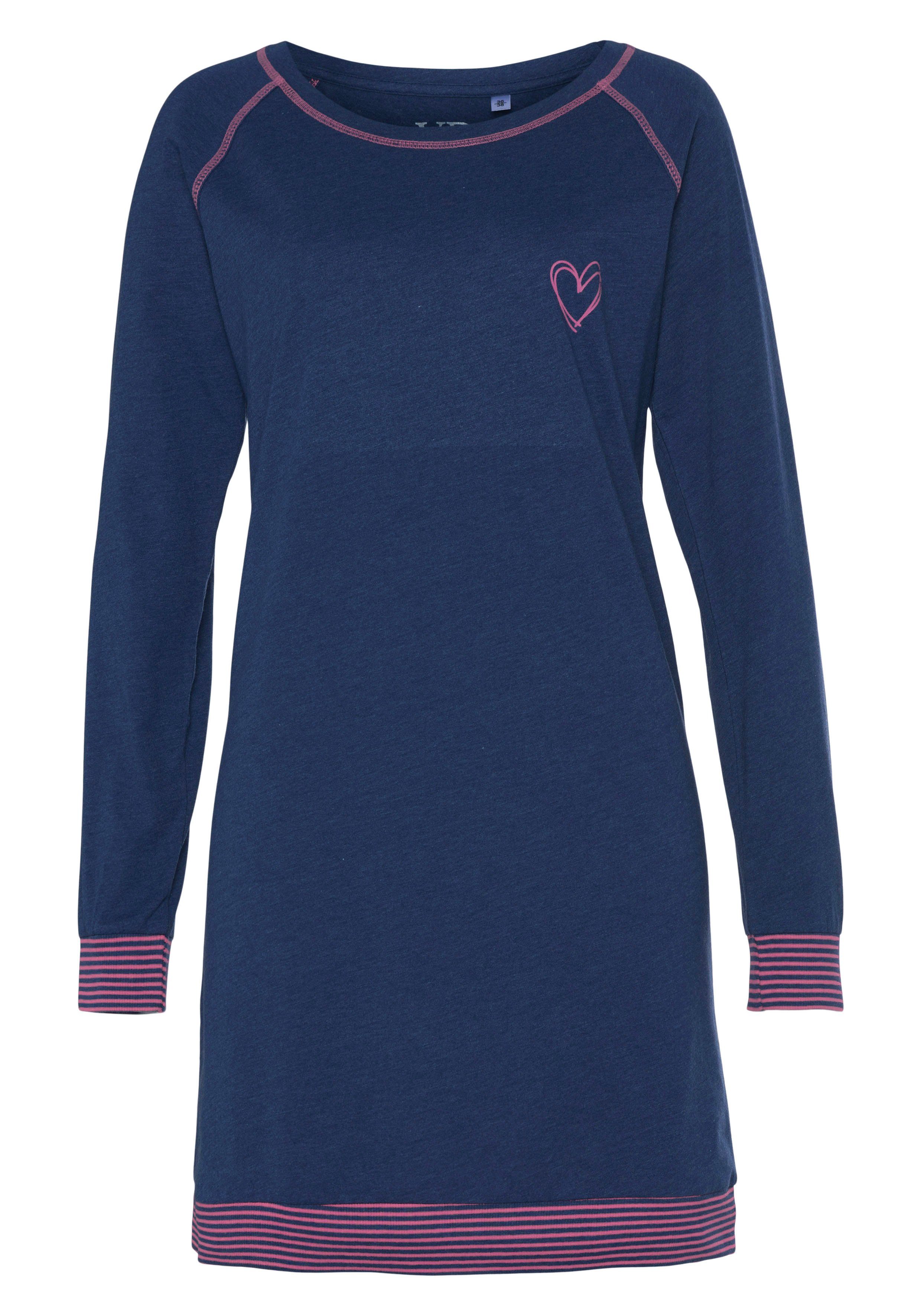 Vivance Dreams Nachthemd met decoratieve flatlock-naden in neonkleuren