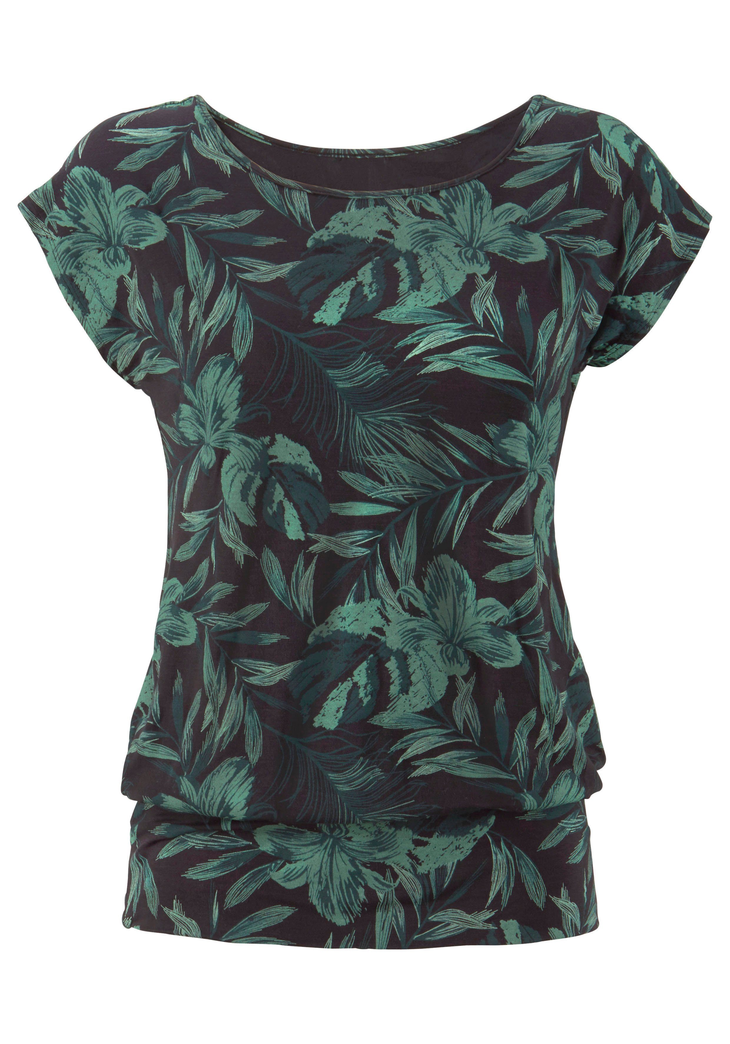 Lascana Lang shirt Met brede tailleband van zachte viscose-stretch strandjurkjes maat 32/34 zwart