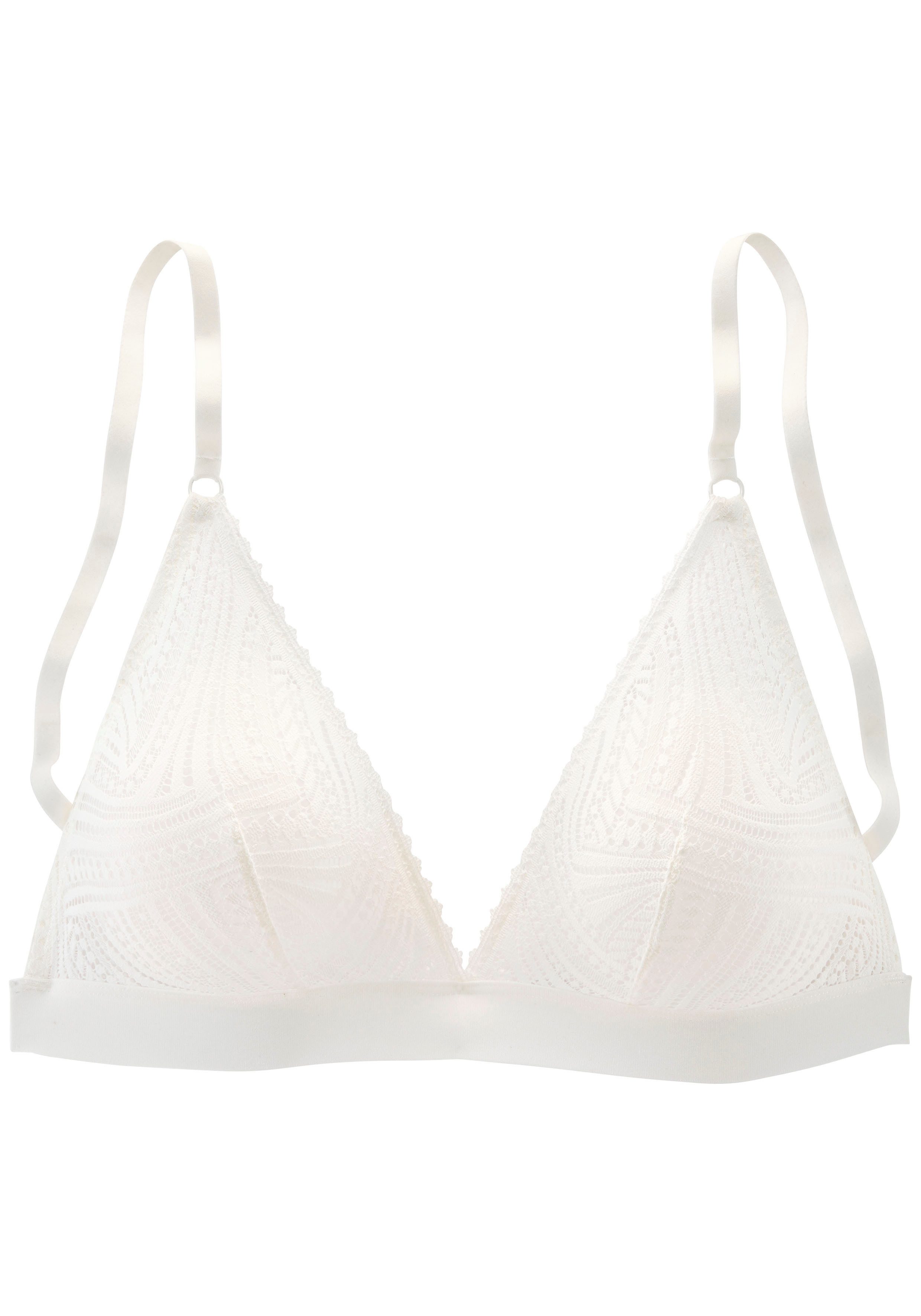 s.Oliver RED LABEL Beachwear Bralette-bh Clemence zonder beugels van grafisch kant in transparante look, lingerie