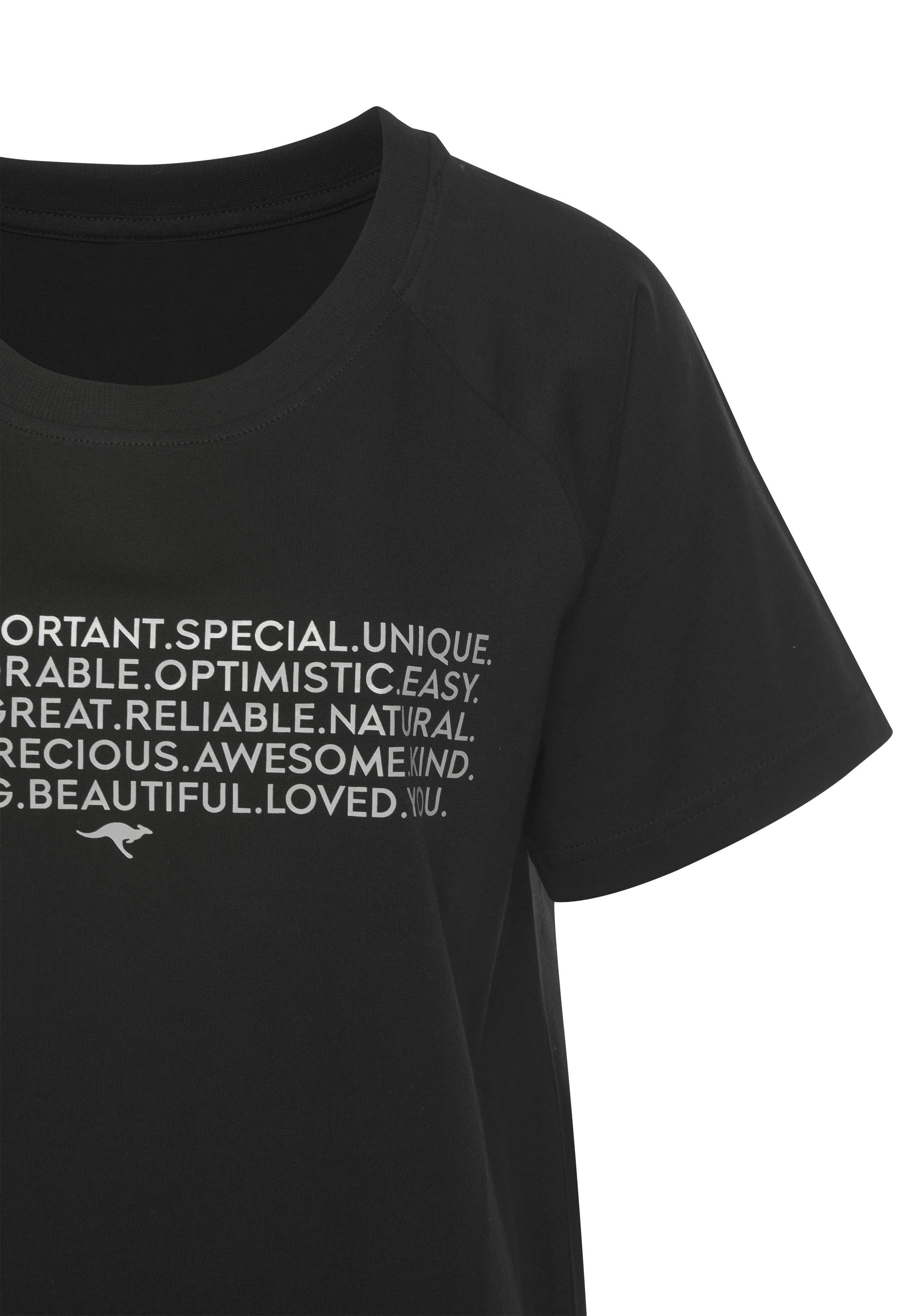 KangaROOS Big-shirt met slogan-frontprint