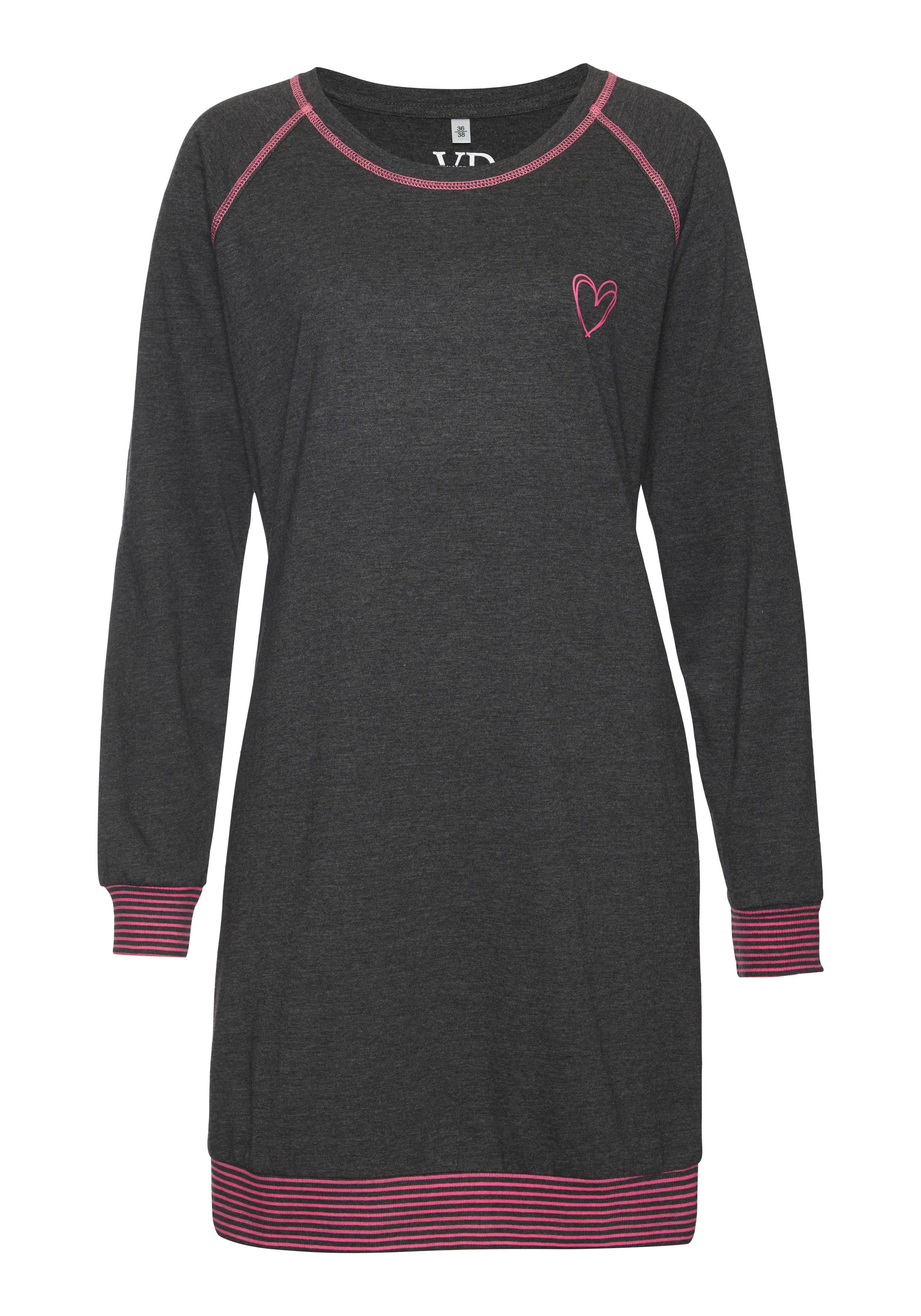 Vivance Dreams Nachthemd met decoratieve flatlock-naden in neonkleuren