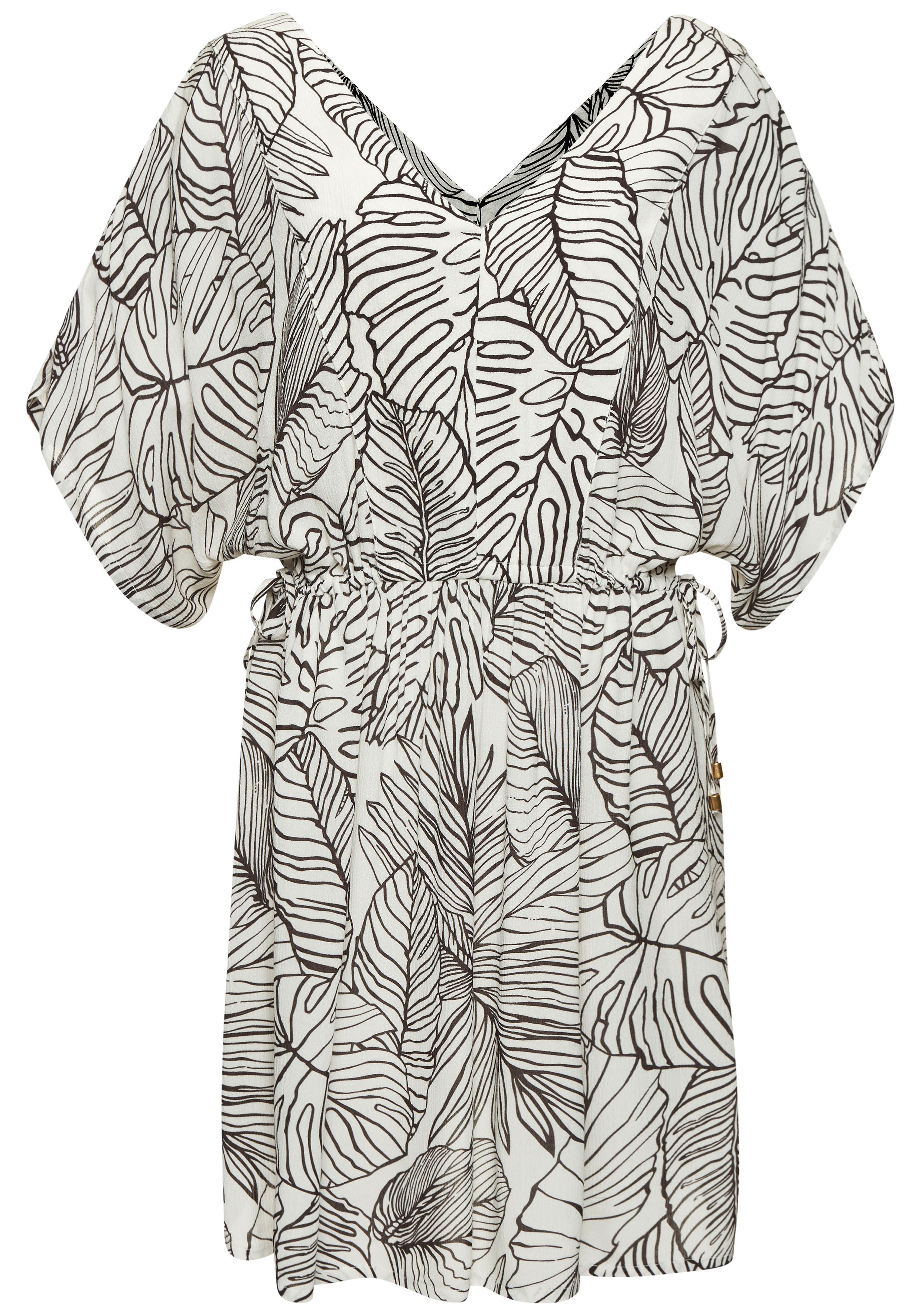 s.Oliver RED LABEL Beachwear Lange tuniek van gekreppte viscose, korte zomerjurk, blousejurk, taillierbaar
