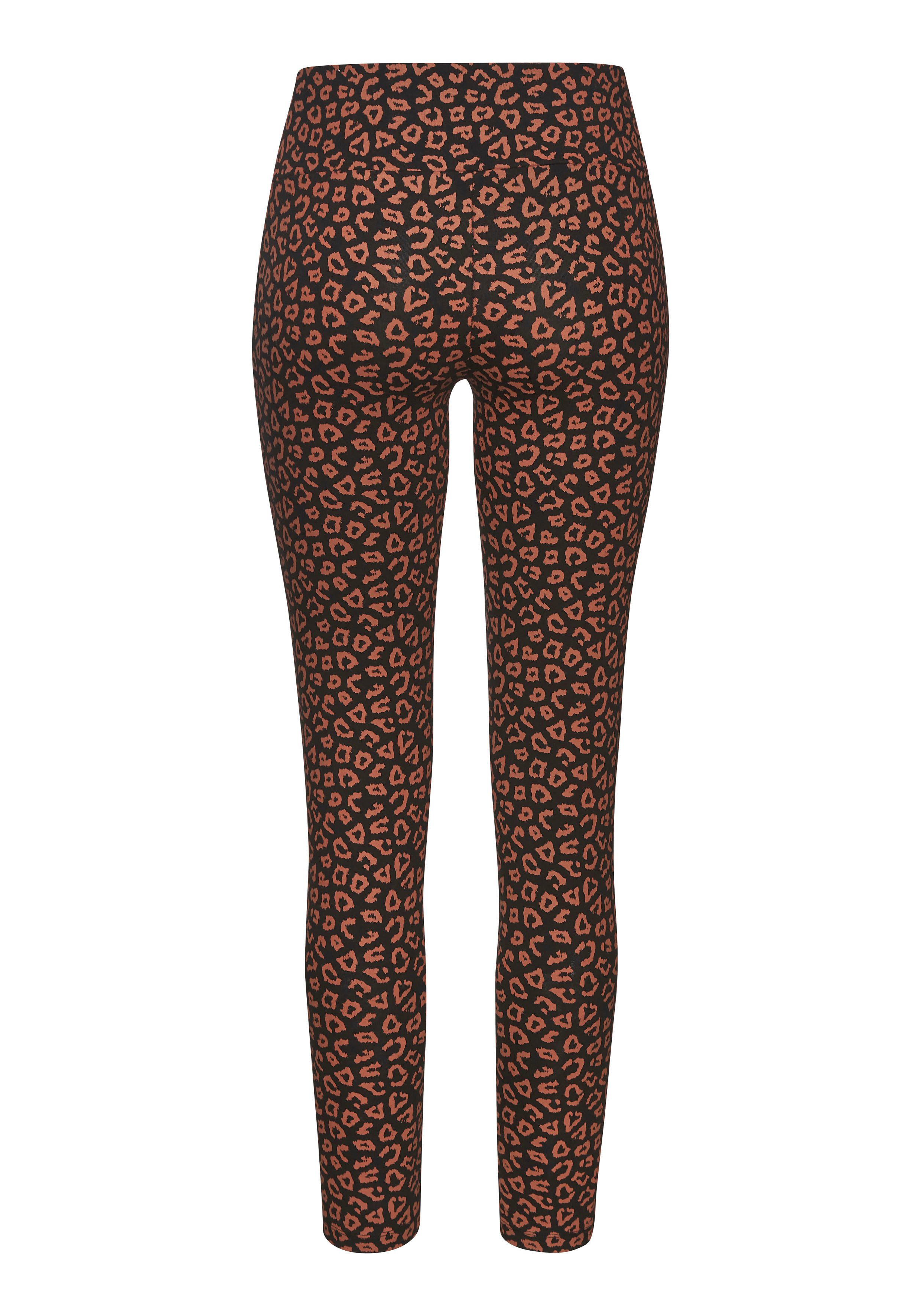 Lascana Legging Sweatleggings met brede band in leeuwprint, loungewear