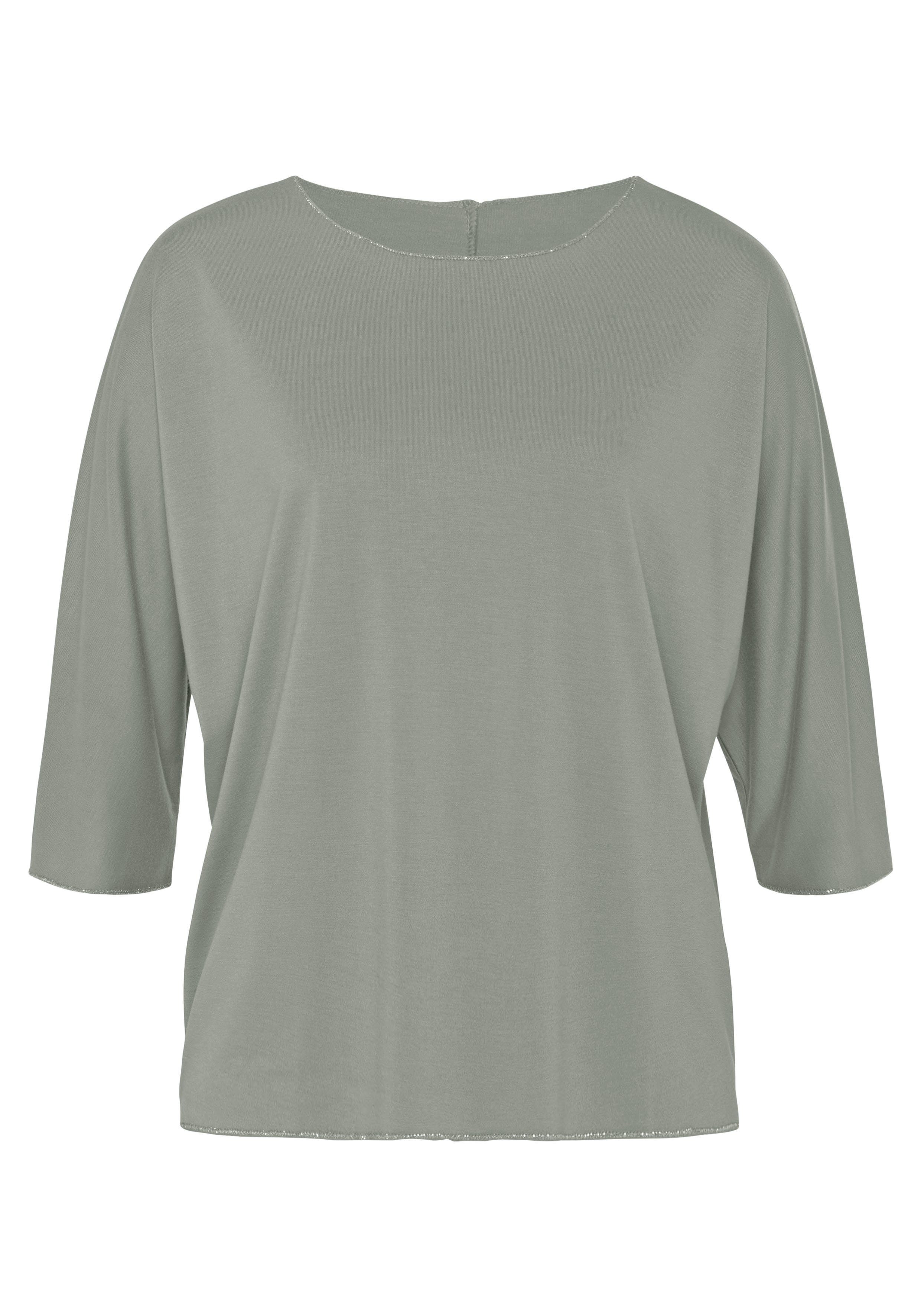 Lascana Shirt met ronde hals Met elegante glinsterafwerkingen in een gemakkelijk te onderhouden kwaliteit (1-delig) shirts maat 32/34