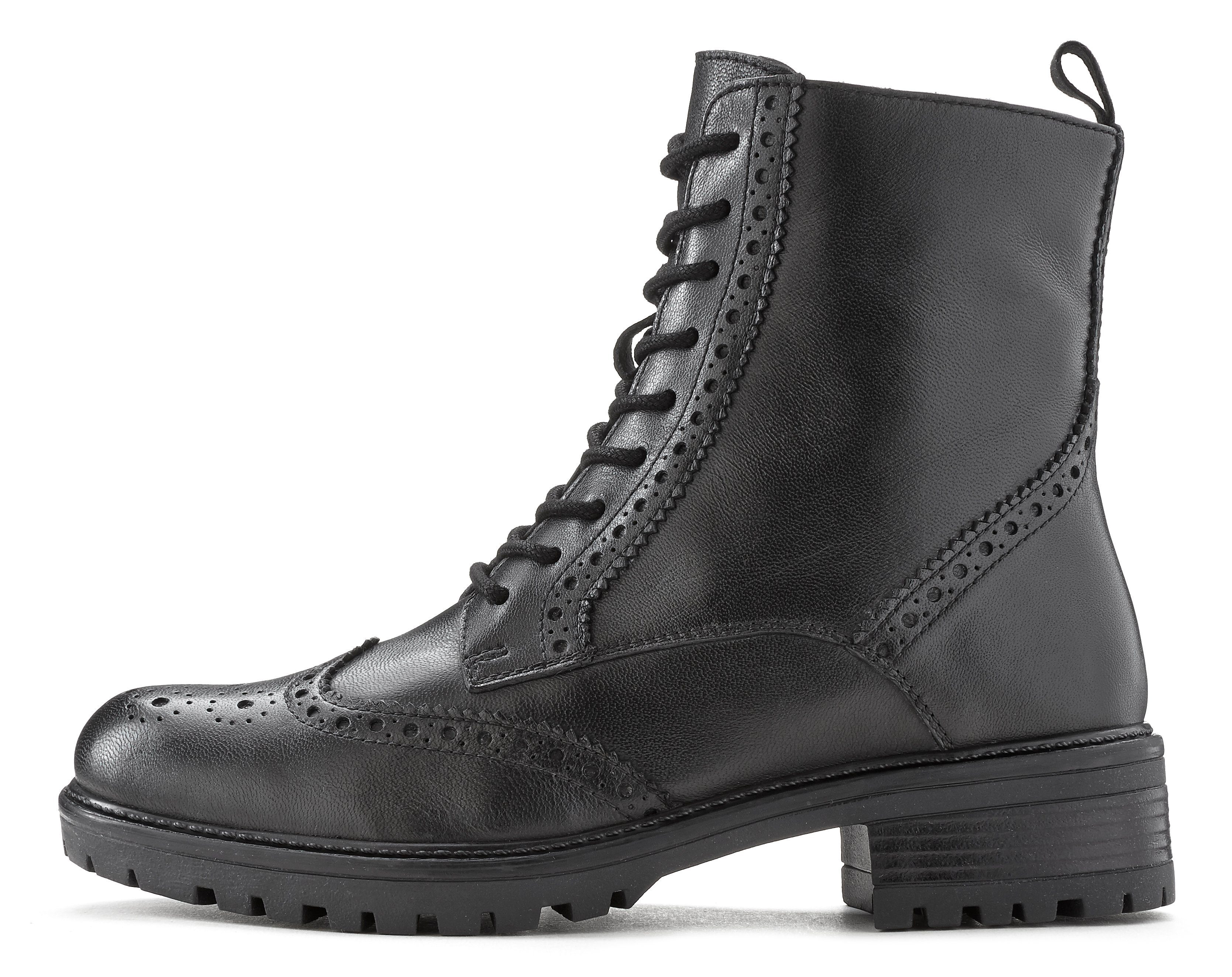 Lascana Veterschoenen Veterschoen, enkellaarsjes, leer, veters en rits