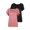 vivance t-shirt met modieuze smokinzet (set van 2) roze