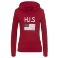 h.i.s hoodie met logoprint en kangoeroezak rood