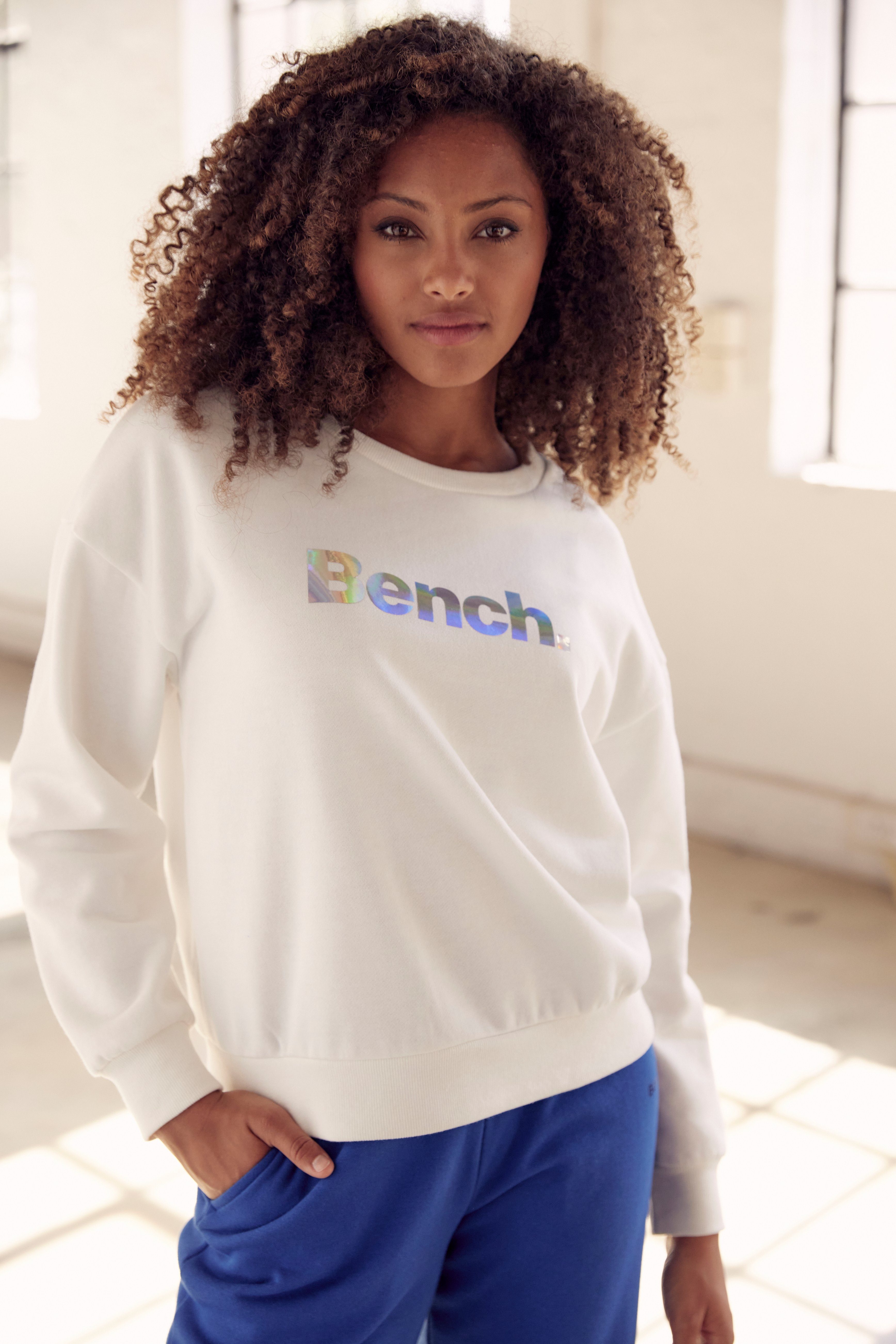 Bench. Loungewear Sweatshirt Loungeshirt met glanzende logoprint, loungewear