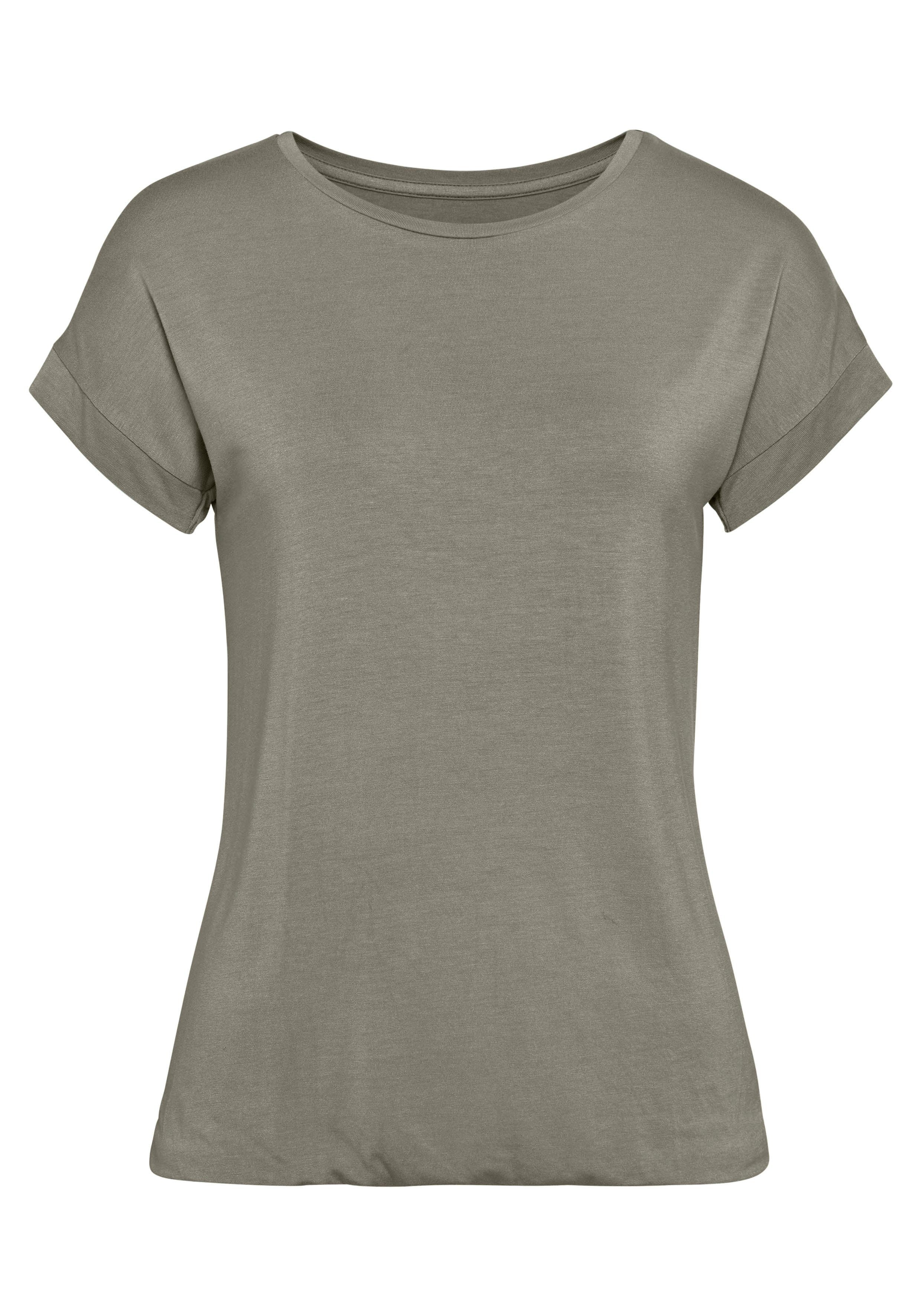 Vivance Shirt met korte mouwen Met elastiek in de band van zachte viscose-stretch (Set van 2)