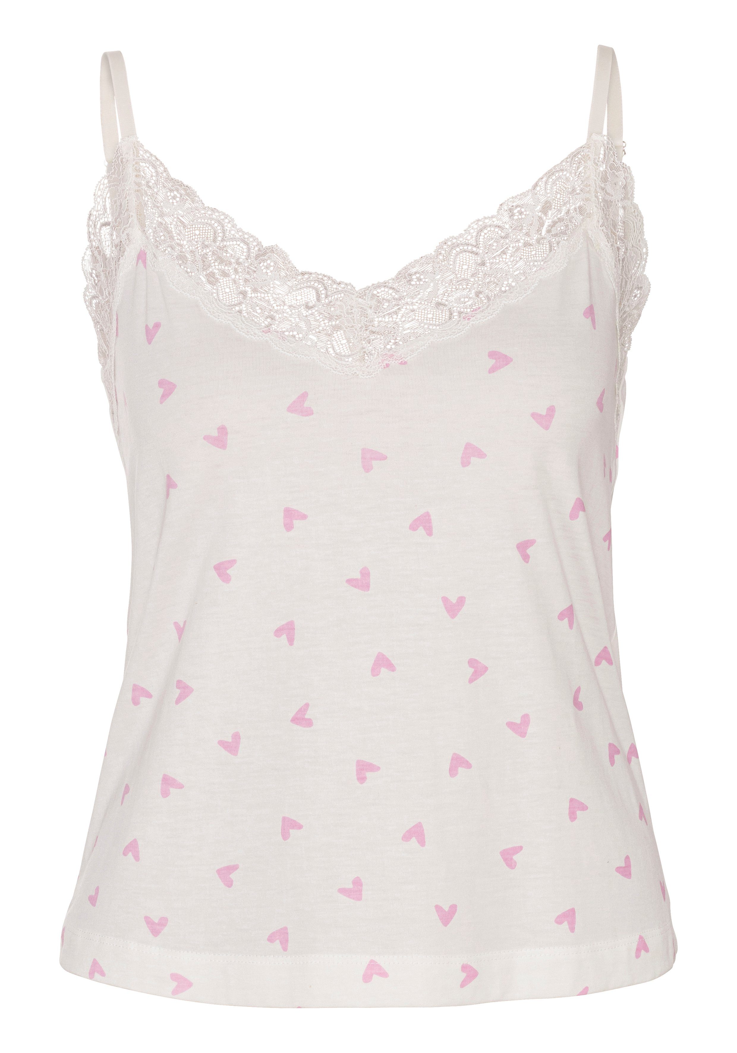 s.Oliver RED LABEL Beachwear Shortama met mooie kantdetails (2-delig) shorty's maat 32/34 beige