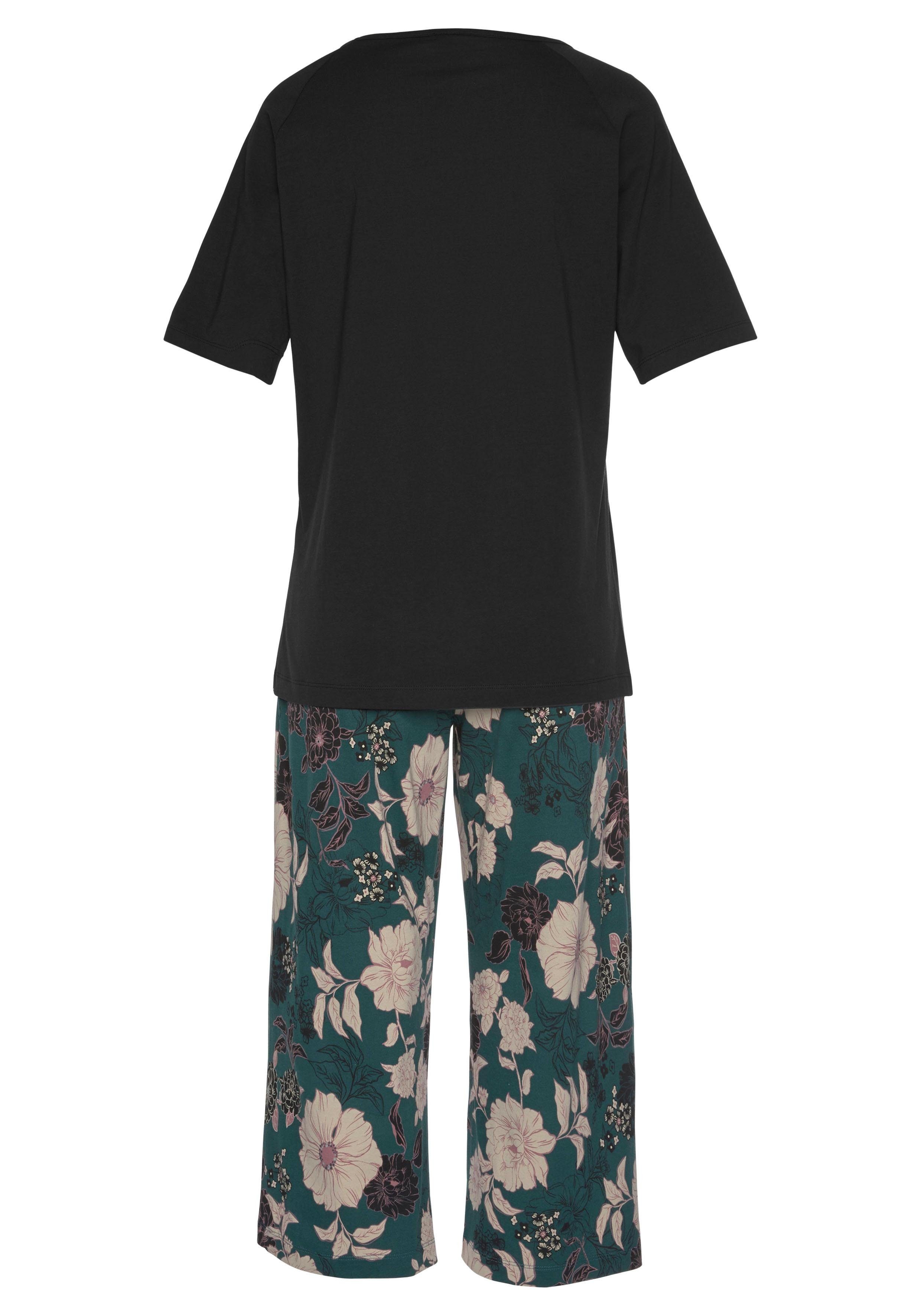s.Oliver RED LABEL Beachwear Capripyjama met gebloemde 3/4-culotte (2-delig, 1 stuk)