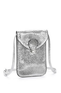 lascana schoudertas mini-bag, tasje voor de mobiele telefoon, kan omgehangen worden, in coole metallic-look zilver