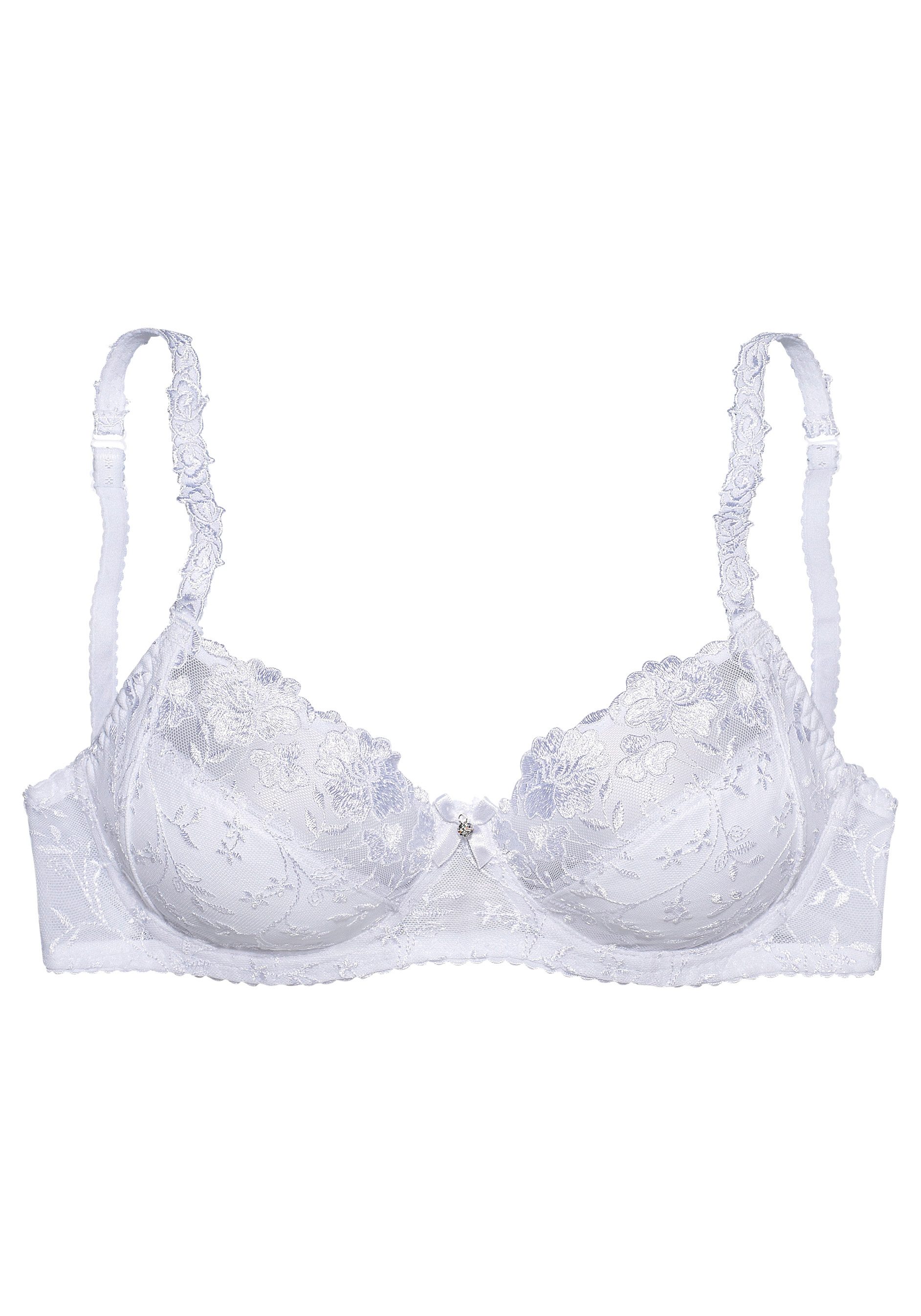 Nuance Beugel-bh met mooi borduursel en kant, dessous beugel bh's maat 80 E wit