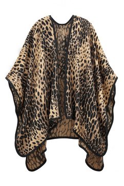 lascana xxl-sjaal , poncho veganistisch met luipaardmotief bruin