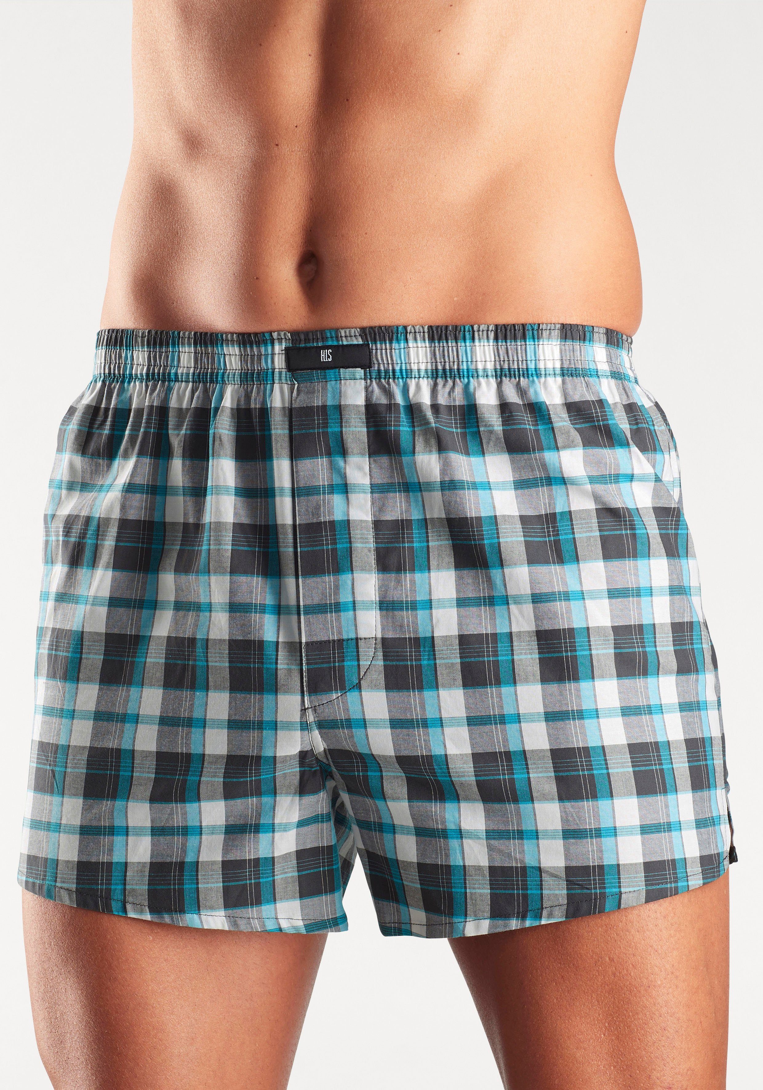 H.I.S Geweven boxershort prettige pasvorm met trendy ruit- of streepdessin (set, 3 stuks)