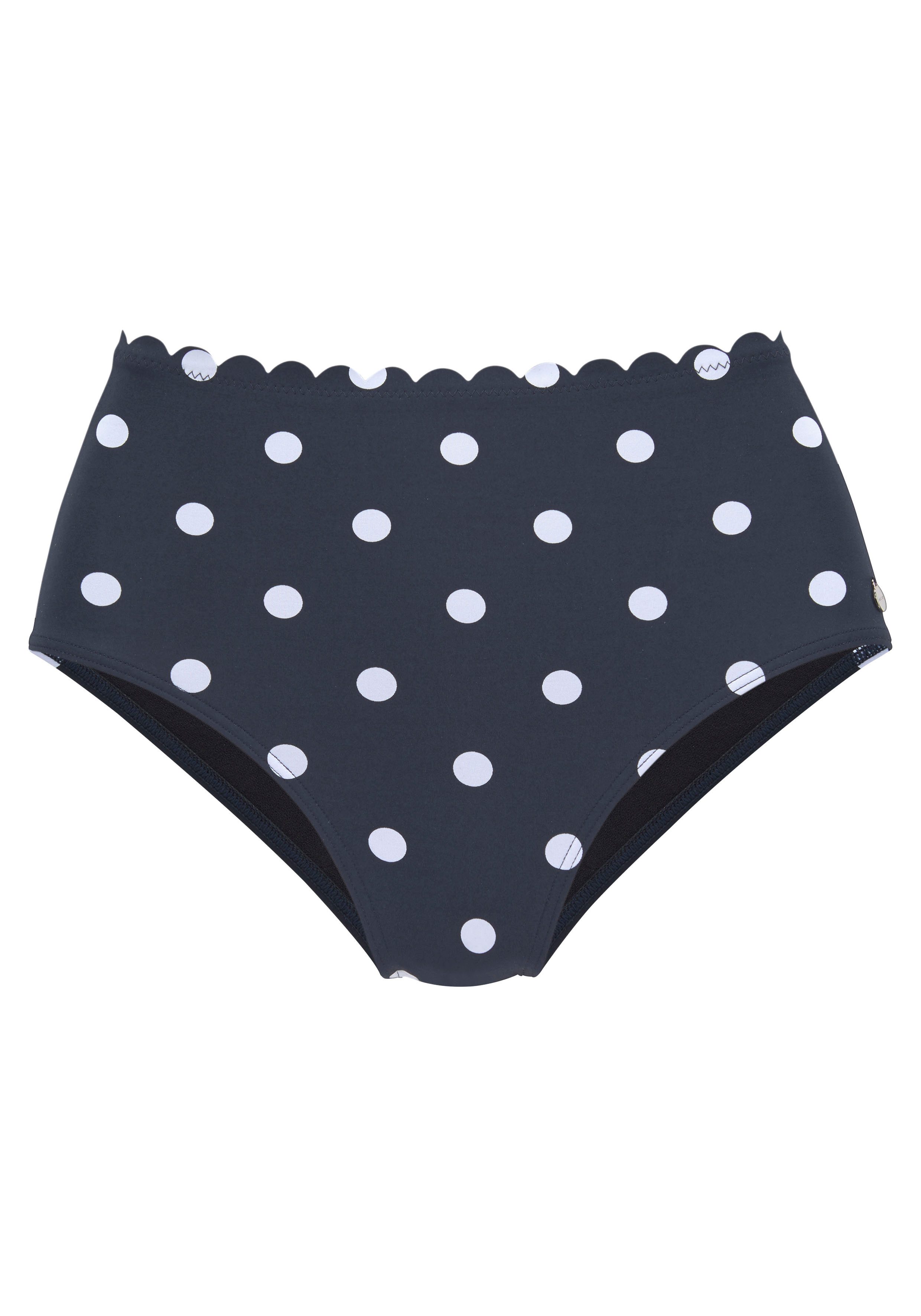 Lascana Highwaist-bikinibroekje Jada Met schulprandjes en stippen