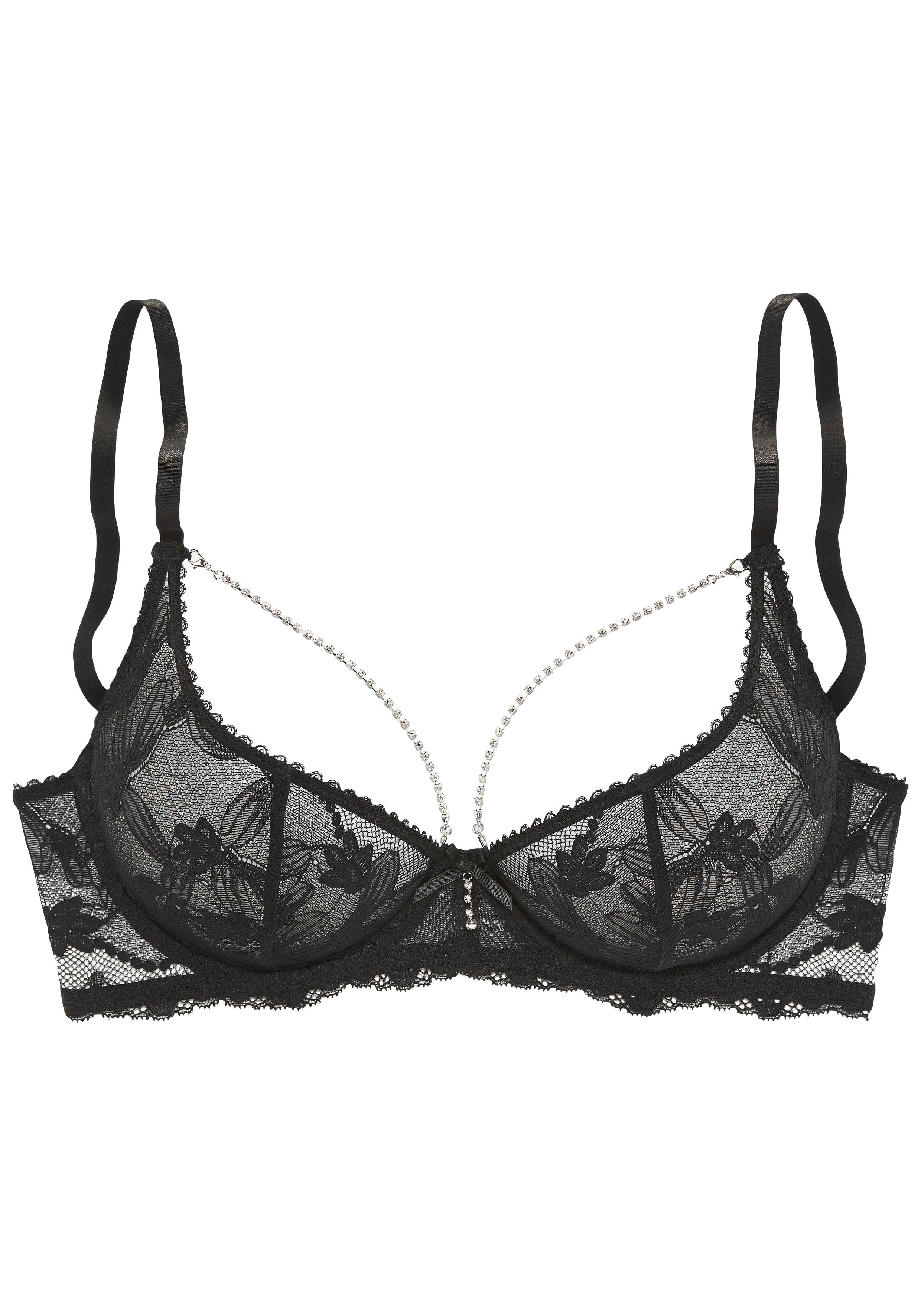 Lascana Beugel-bh Dalia met elegante stras-details op de cup beugel bh's maat 90 B zwart