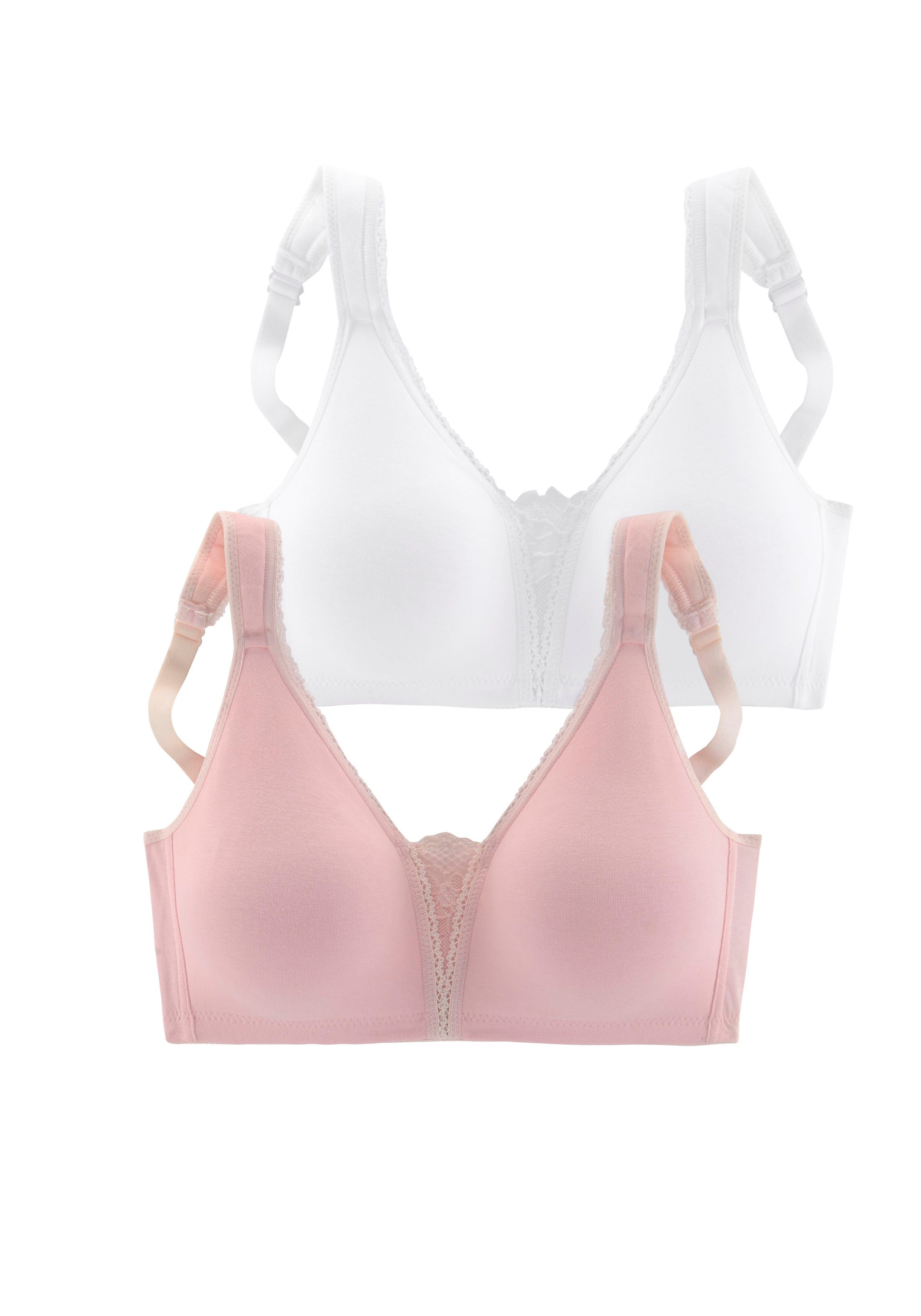 Petite fleur Soft-bh zonder beugels met kanten details (Set van 2) bh's zonder beugel maat 80 D multicolor