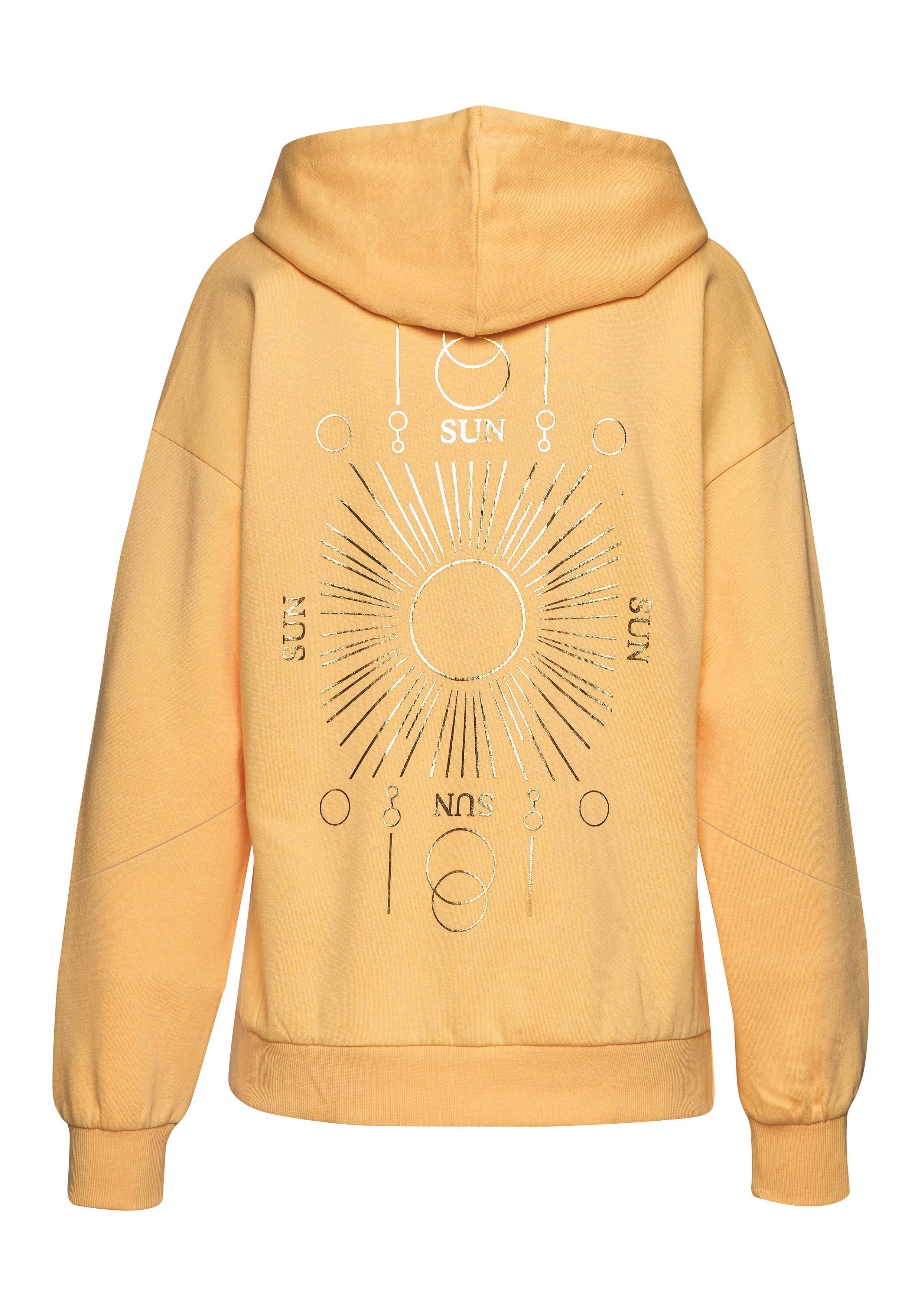 Buffalo Hoodie Capuchon sweatshirt met grote rugprint - met glanseffect, loungewear