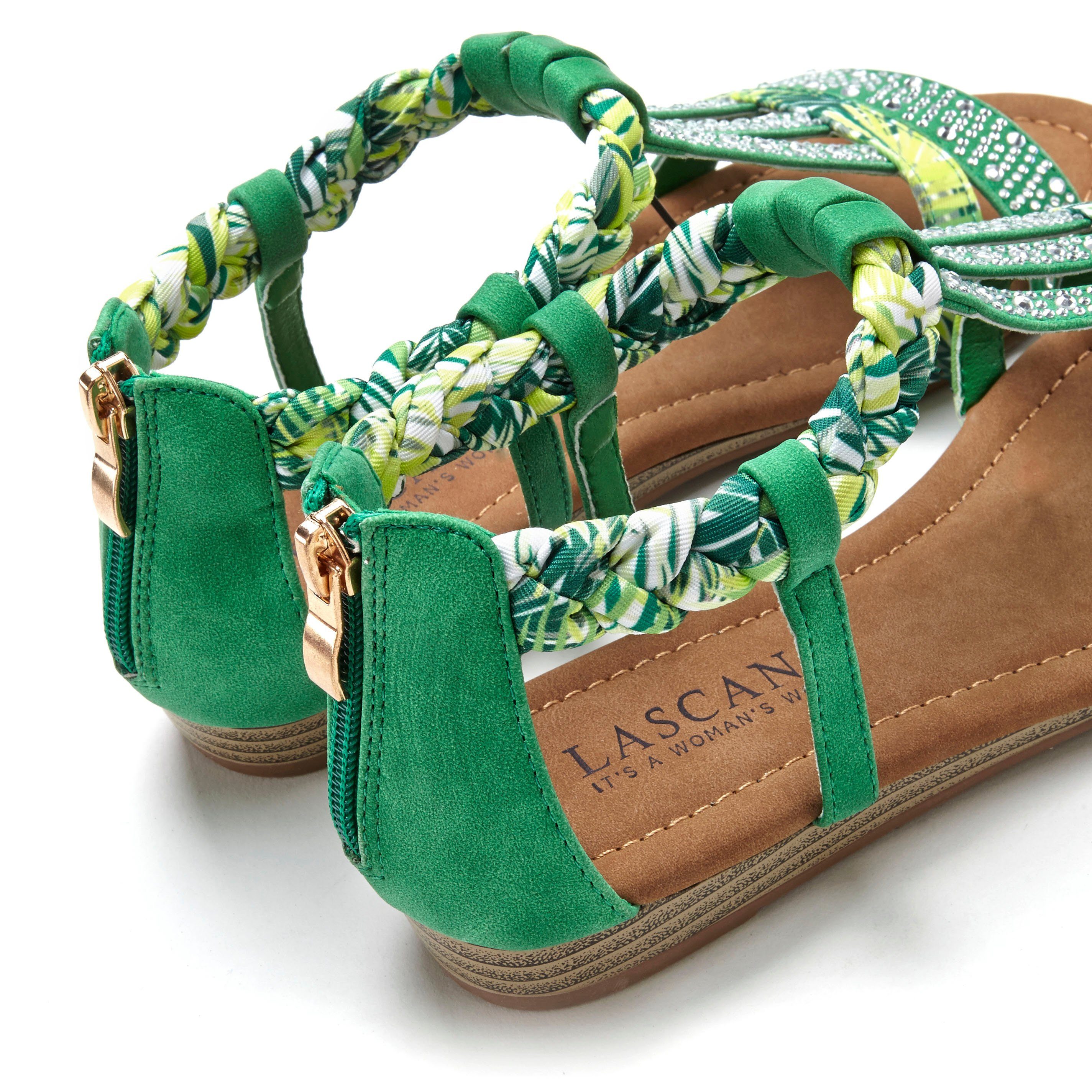 Lascana Sandalen Zomerschoen Sandalette, zomerschoen met versiering en kleine sleehak VEGAN