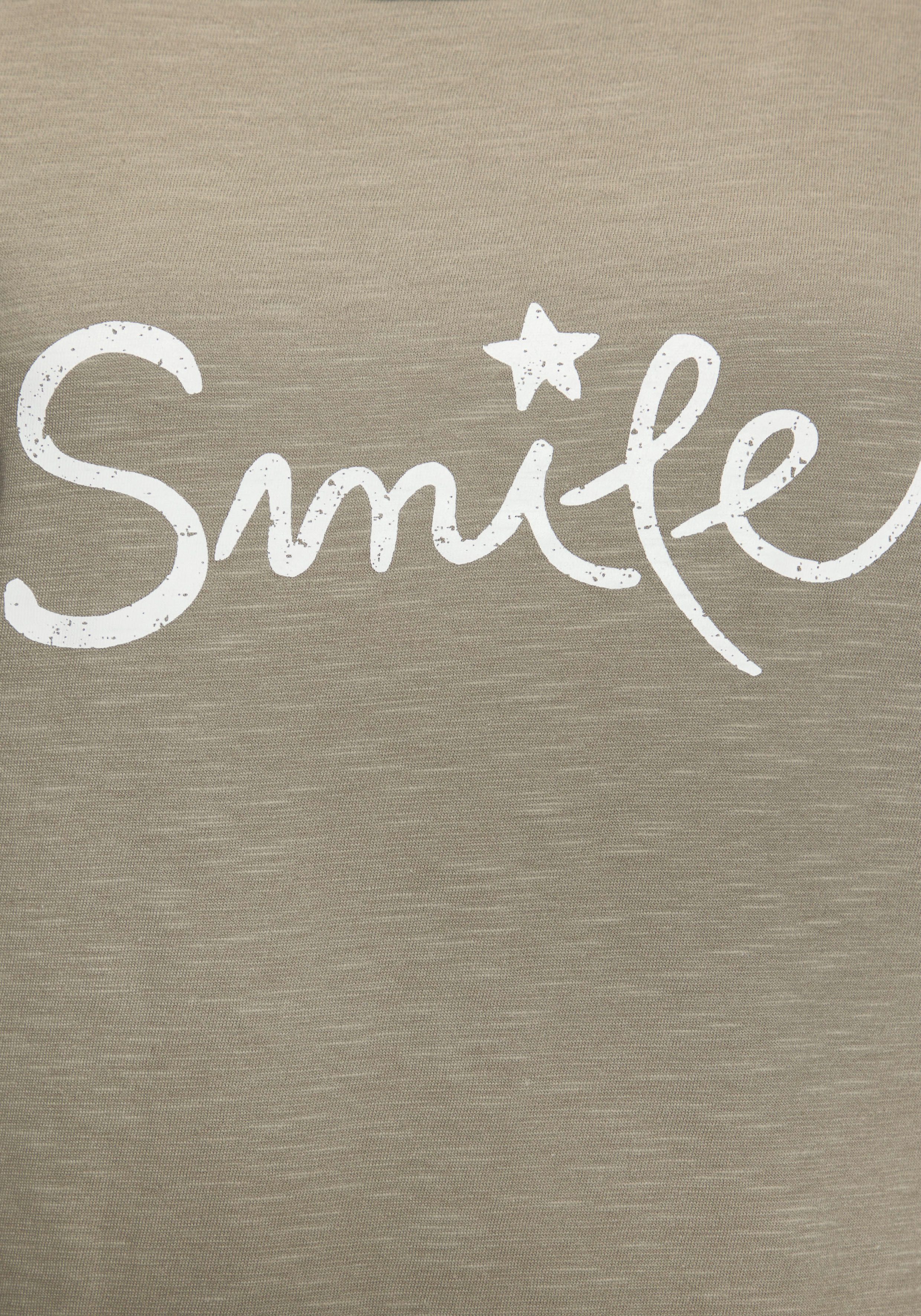 Beachtime T-shirt Met frontprint "Smile" in een zachte katoenkwaliteit