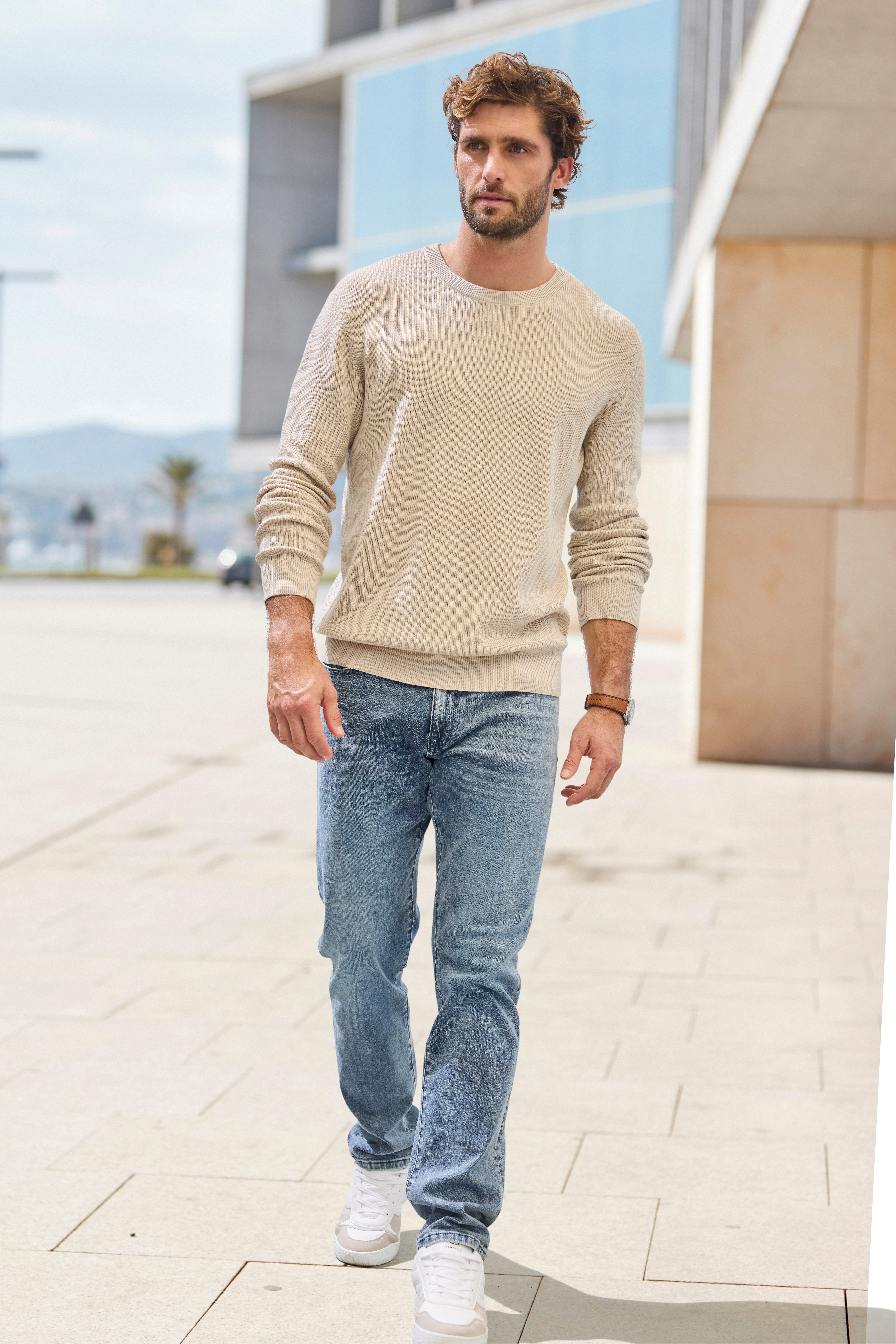 John Devin Gebreide trui Pullover in modieuze kleuren van katoenmix