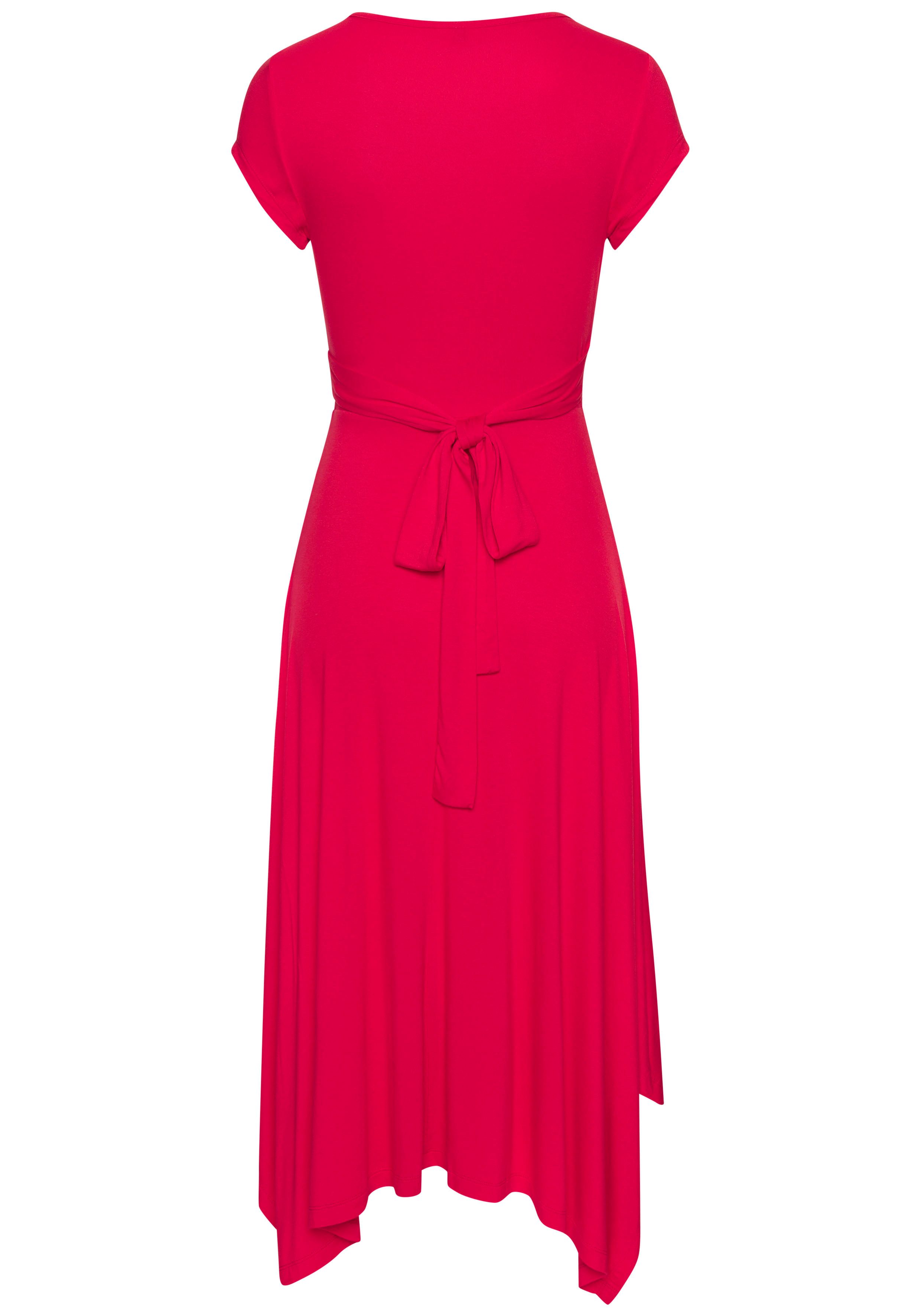 Beachtime Zomerjurk met puntzoom en strik, jersey jurk, asymmetrisch rokdeel