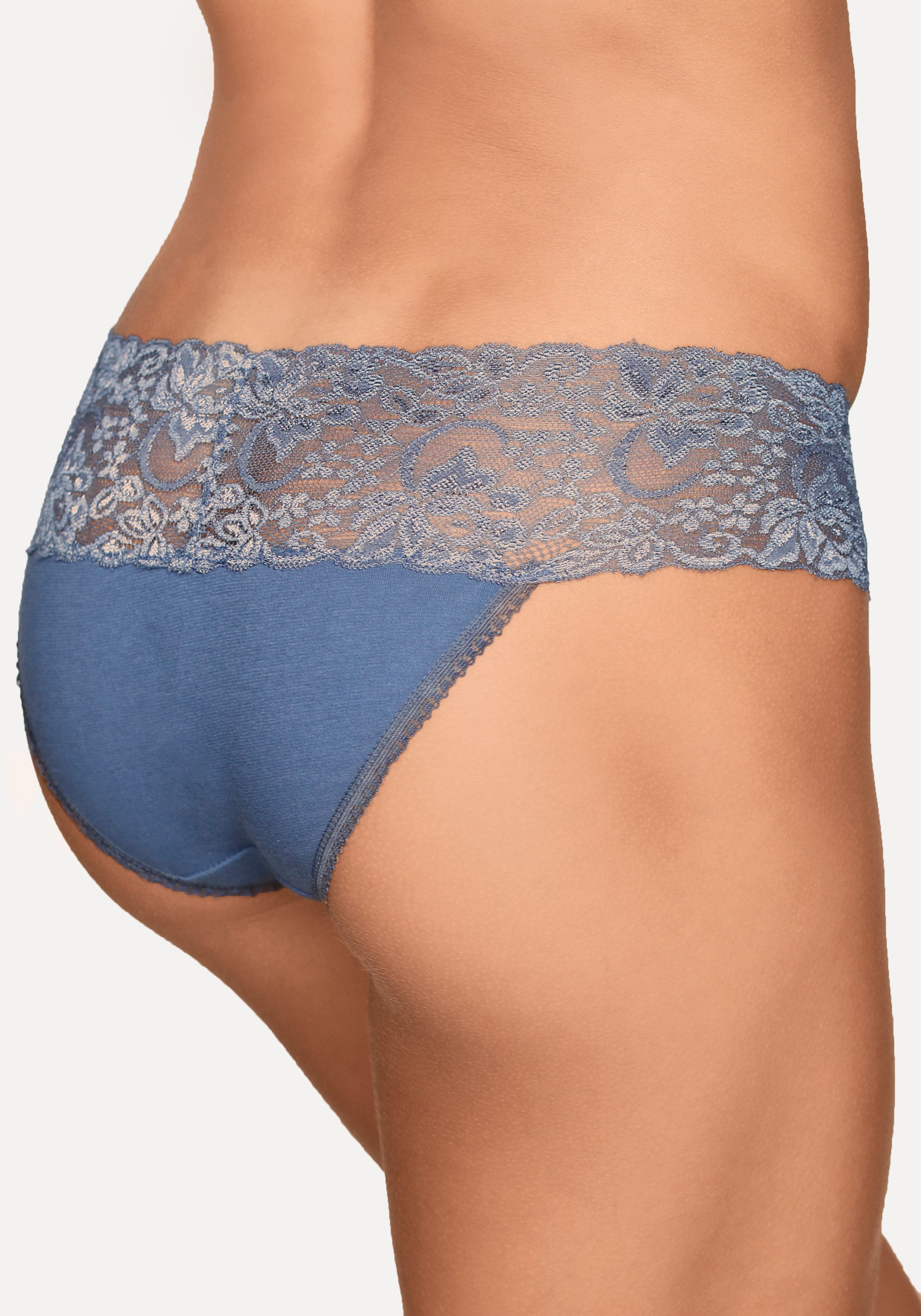Vivance Brazilian slip van elastische katoen met florale kant (3 stuks)