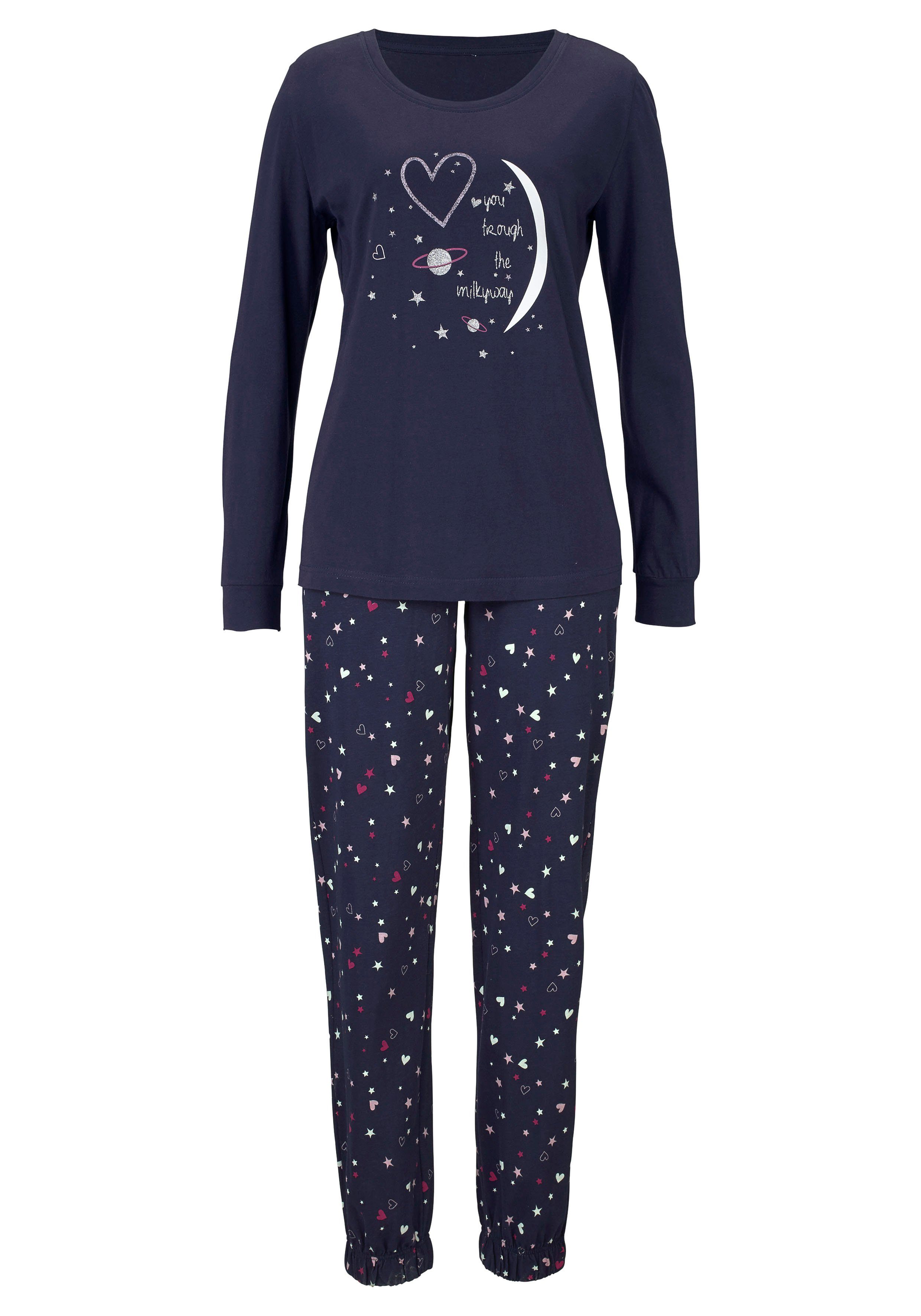Vivance Dreams Pyjama met glinsterende print (2-delig, 1 stuk)