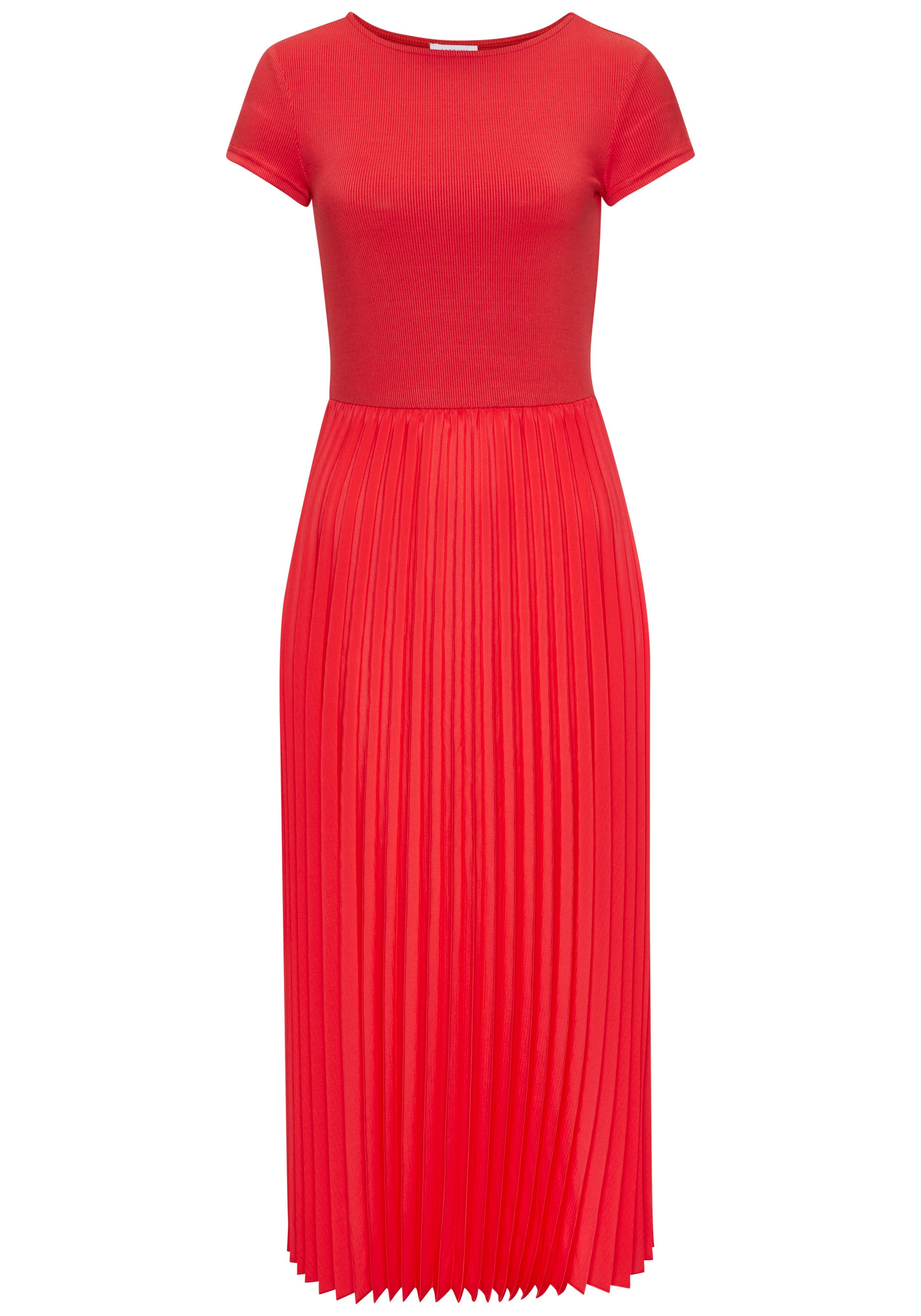 Lascana Midi-jurk met plissé rokdeel, basic, modieus