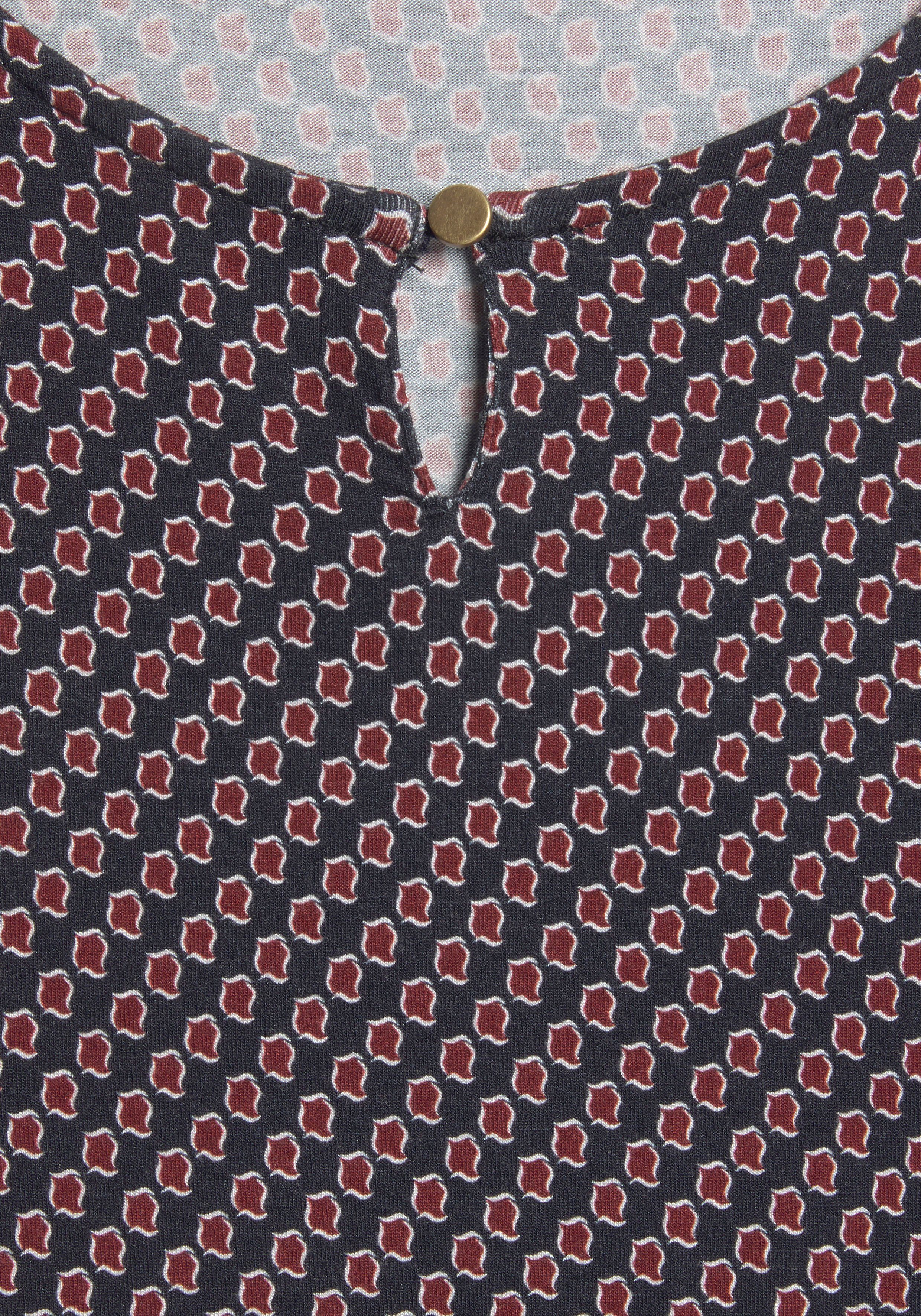 Vivance Shirt met ronde hals Met gouden sierknop bij de hals