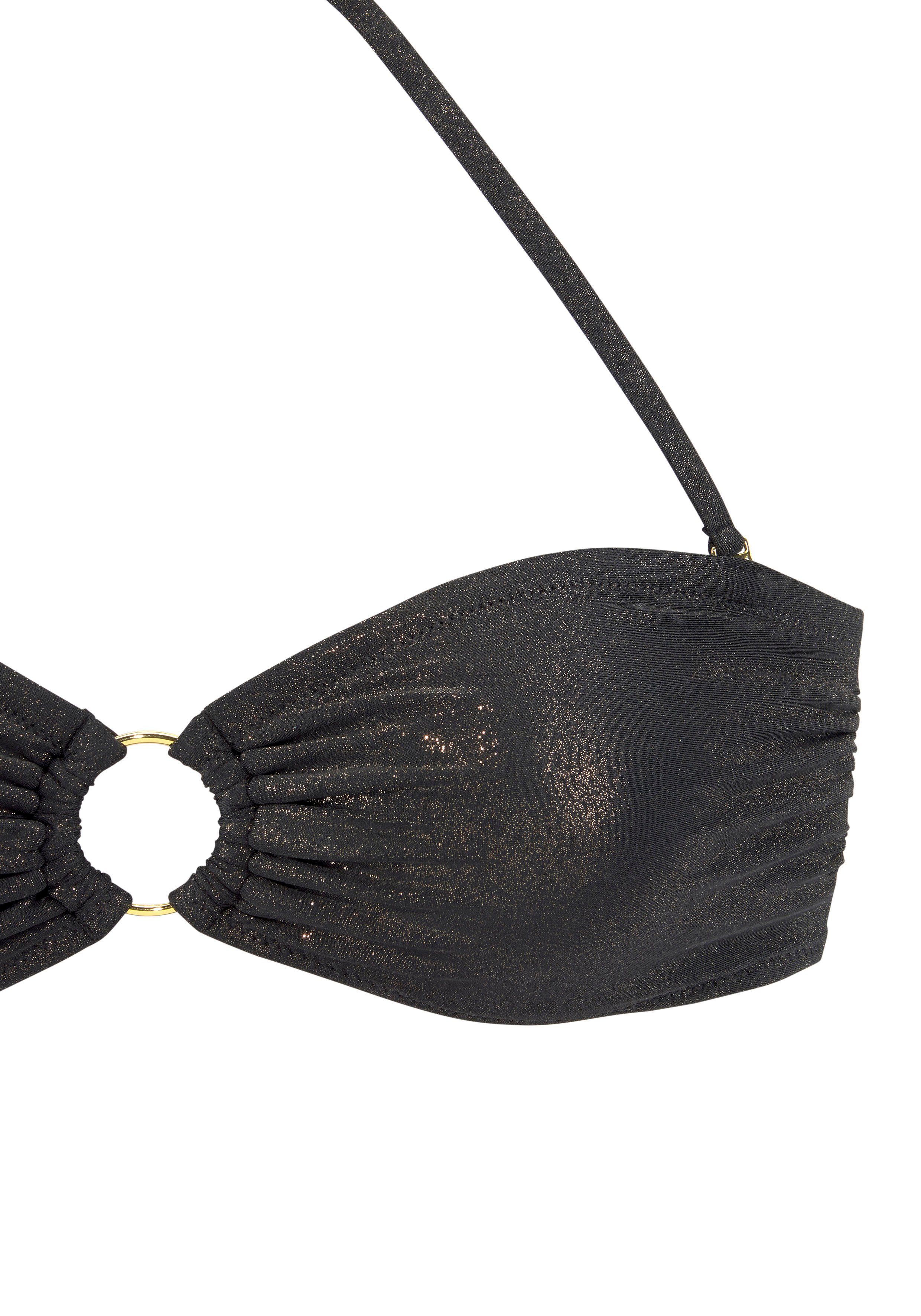 Lascana Bandeaubikini met gouden glanzende coating