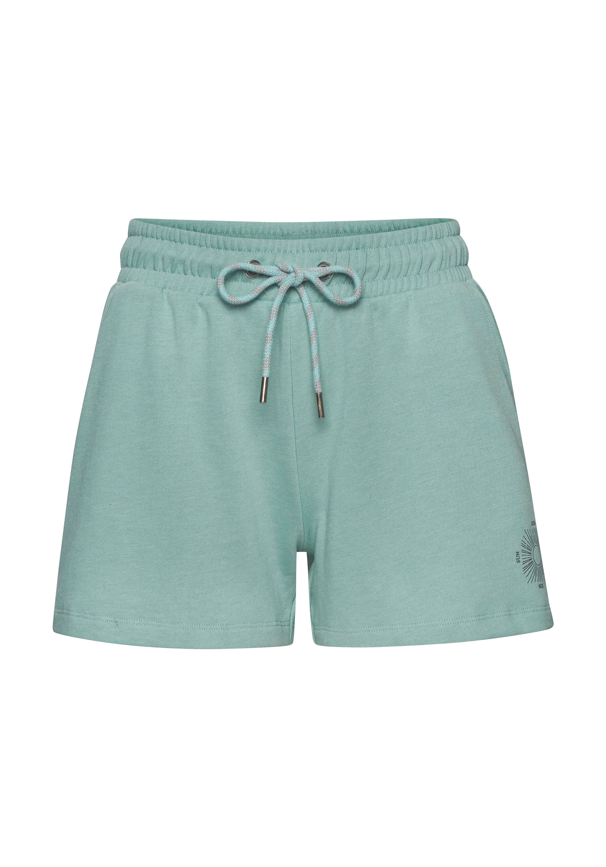 Buffalo Sweatshort Loungebroek met zijzakken en kleine print, loungewear lounge broeken maat 40/42 groen