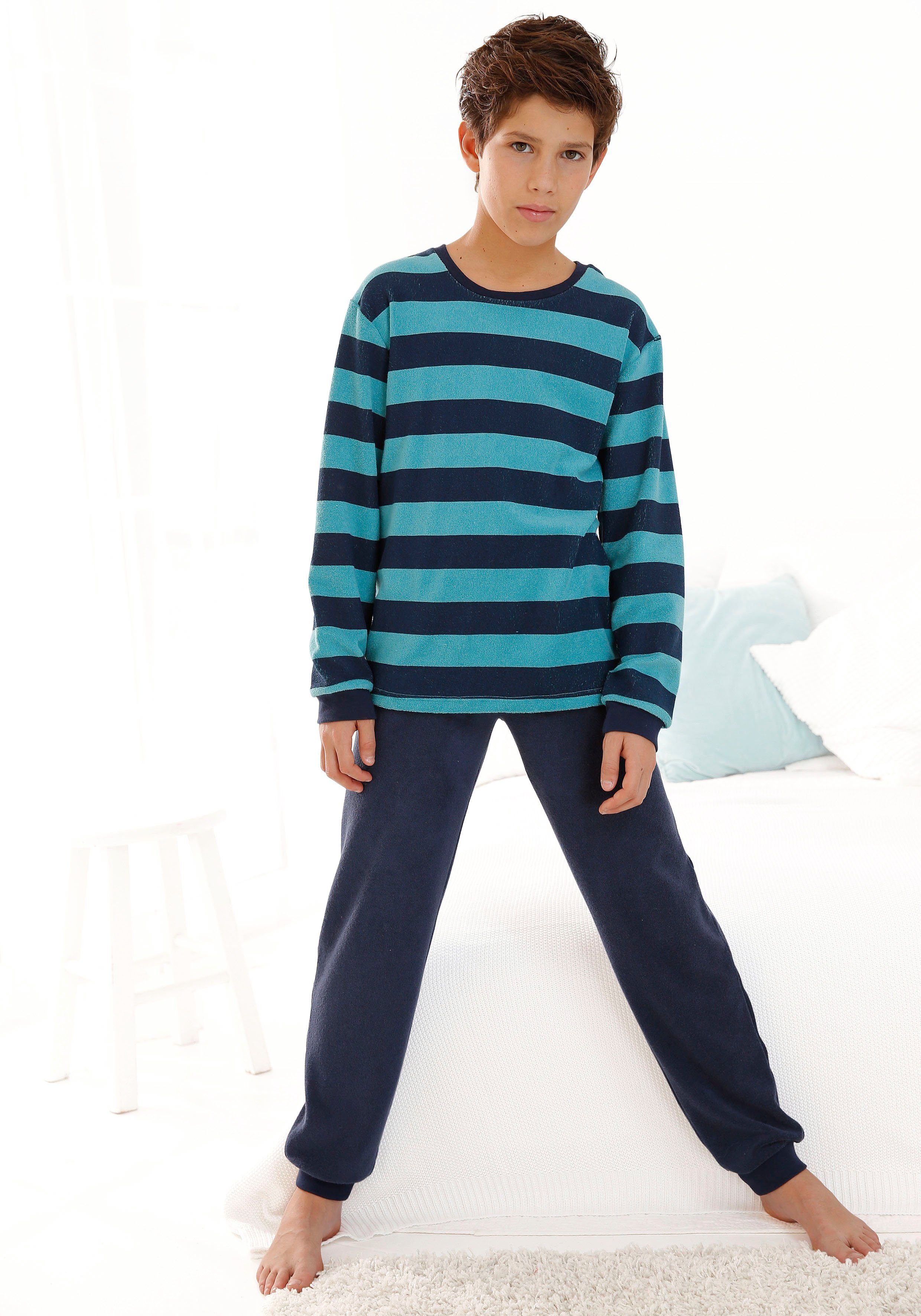 AUTHENTIC LE JOGGER Pyjama Pyjama van frotté, met boorden (2-delig, 1 stuk)