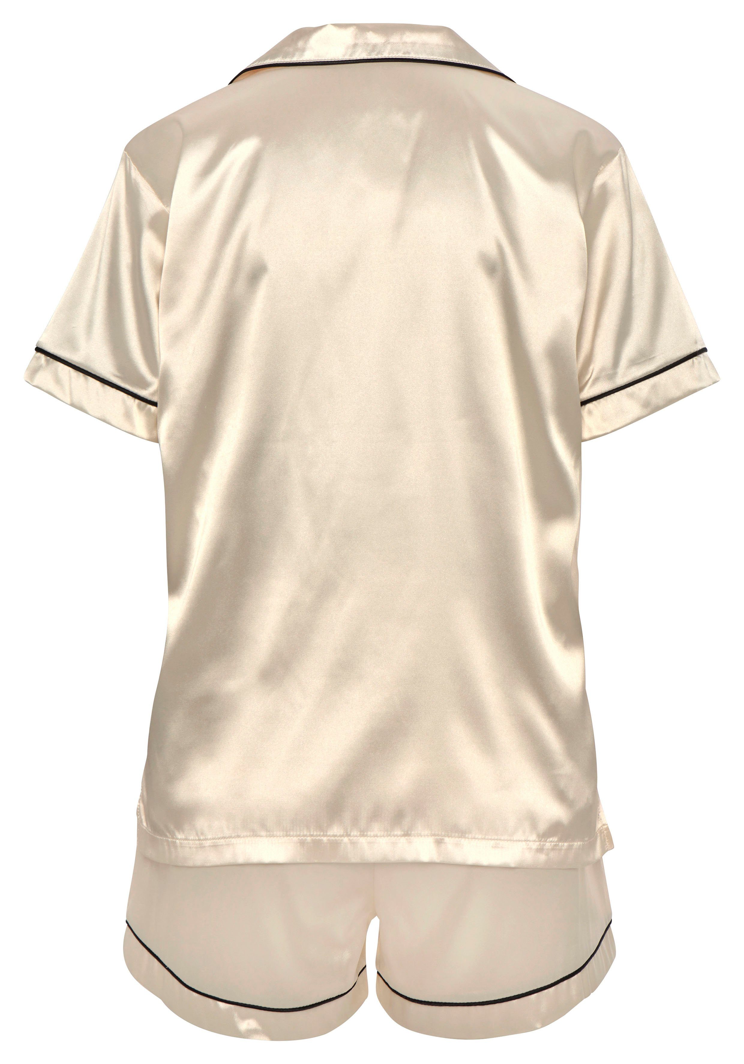 Bruno Banani Shortama met contrasterende paspel-details (2-delig, 1 stuk)