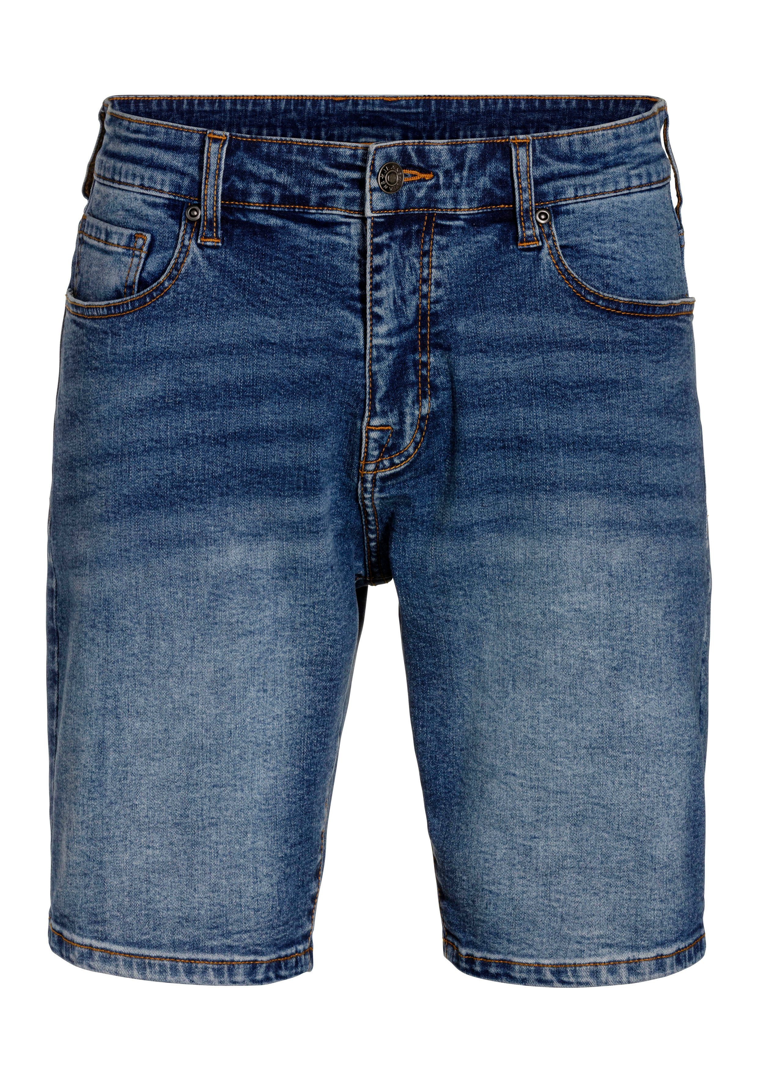 Buffalo Jeansshort 5-pocketshort met normale taillehoogte, korte broek van elastische denimkwaliteit heren maat 33 blauw