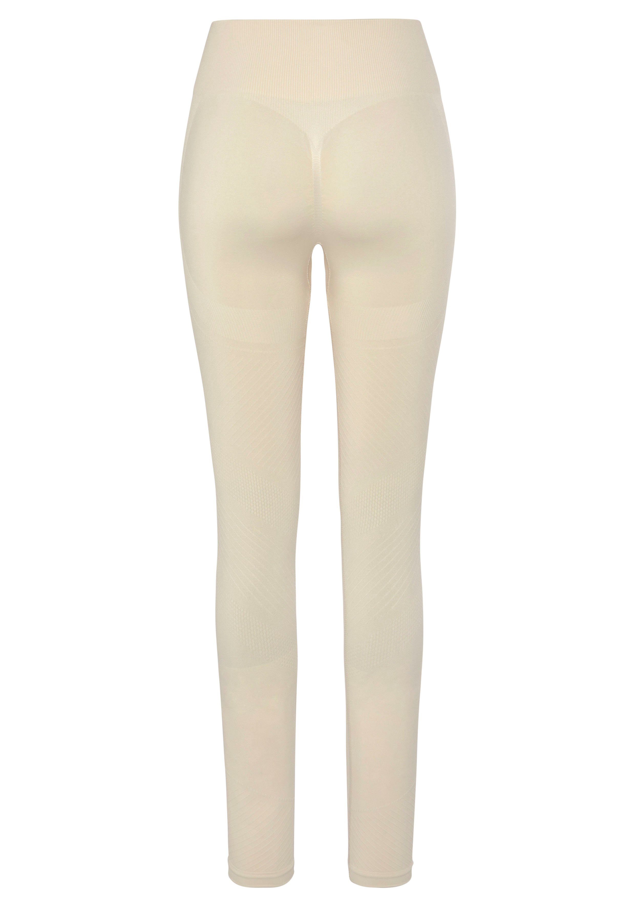 Lascana Naadloze legging Po Push Up met ribstructuur en shaping-effect, sportbroek, sportleggings