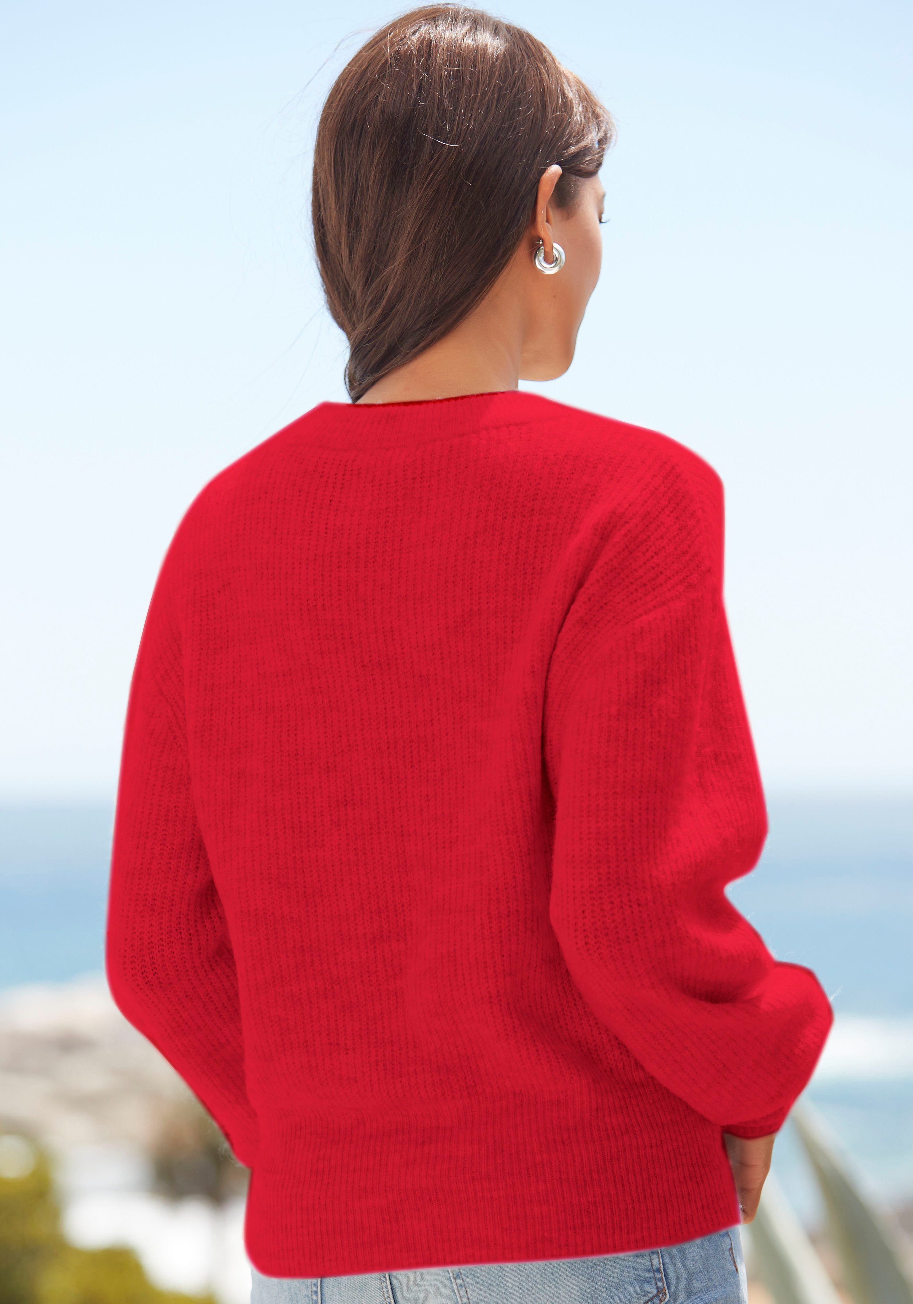 Lascana Gebreide trui in melange-look, losse damespullover, basic