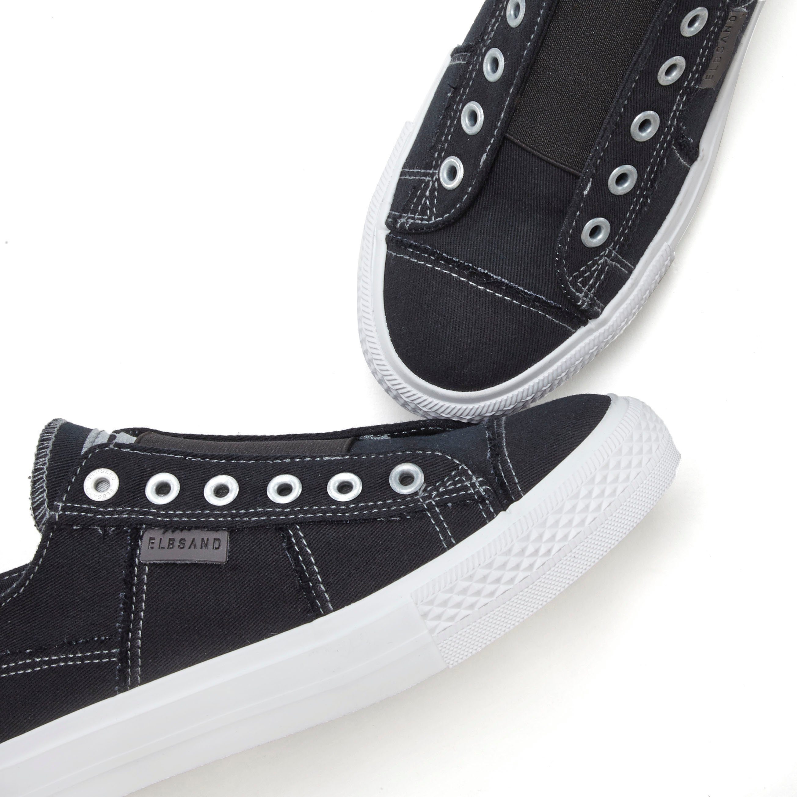 Elbsand Slip-on sneakers uit textiel, comfortabele elastische inzet, lage schoen, casual schoen, slipper