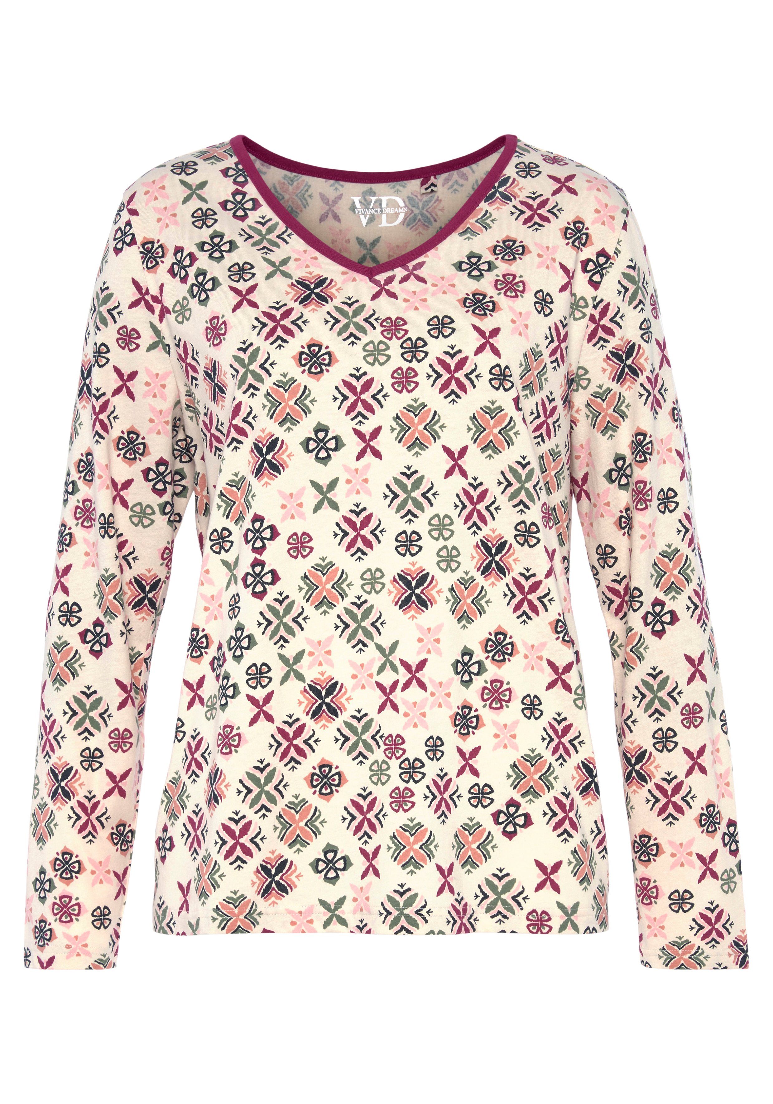 Vivance Dreams Pyjama met grafisch-florale alloverprint (set, 2-delig)