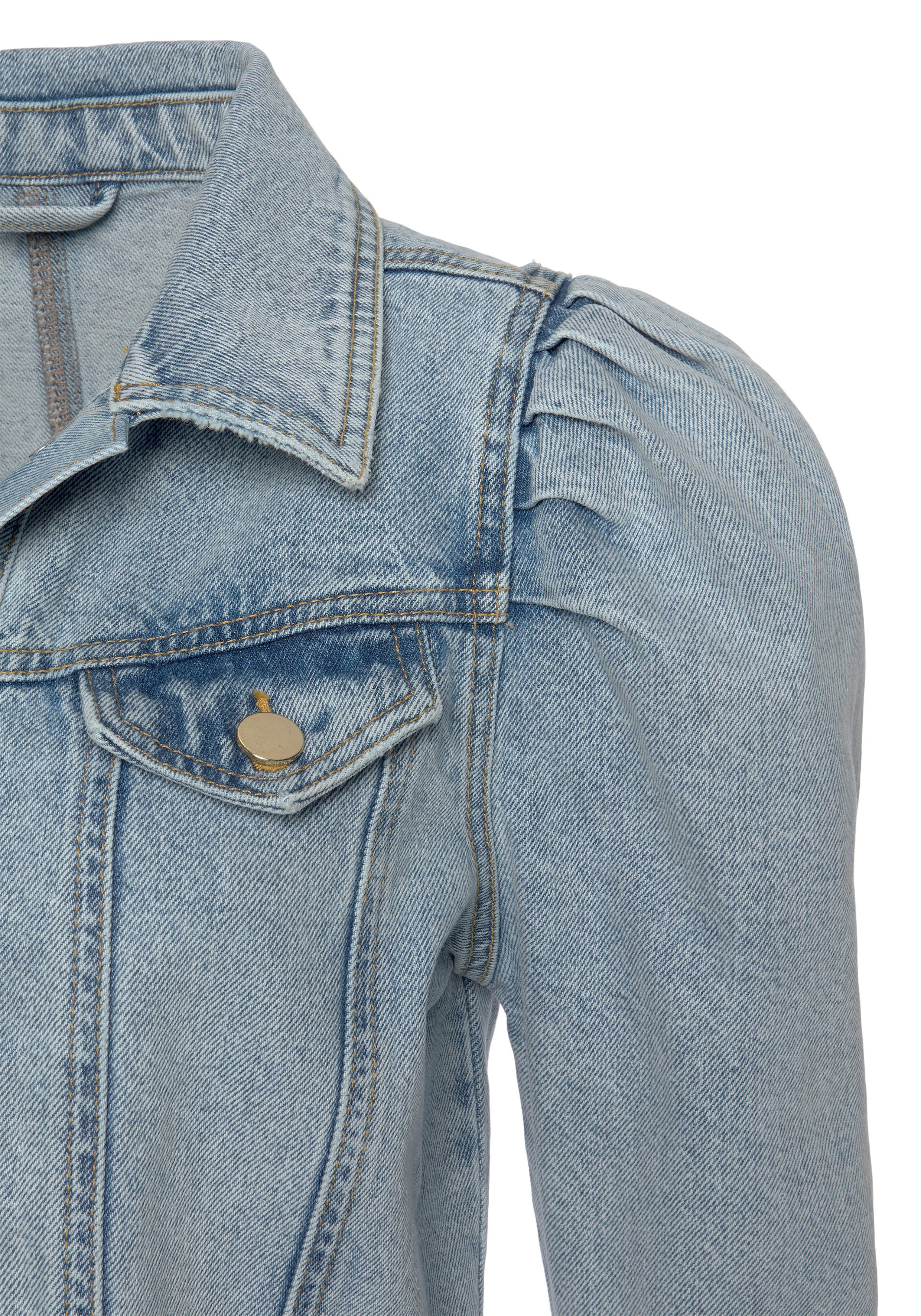 Vivance Jeansjack met pofmouwen en knopen, decoratieve zakken, denim