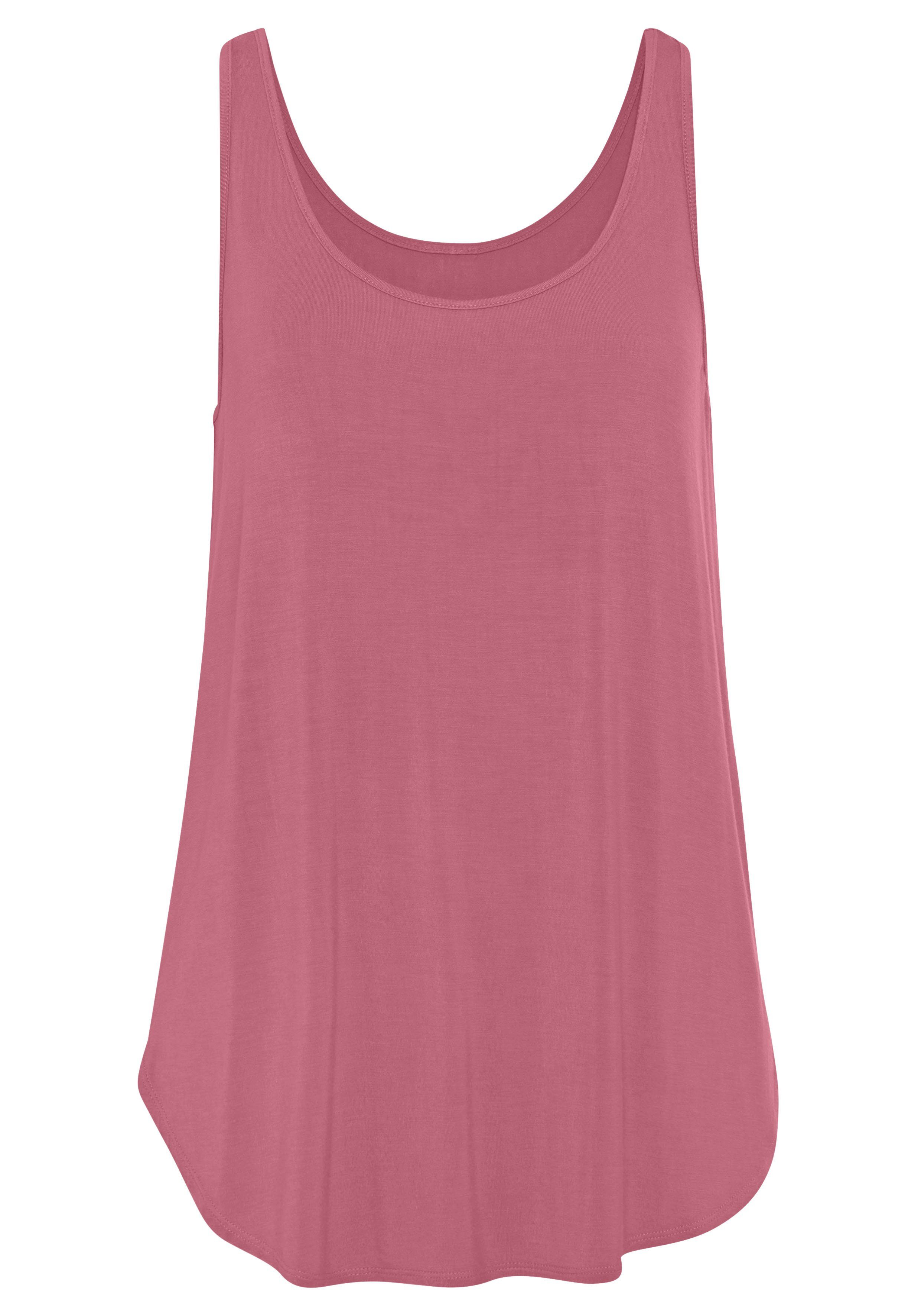 Lascana Lange top Met afgeronde zoom van zachte viscose-stretch (2-delig, Set van 2)