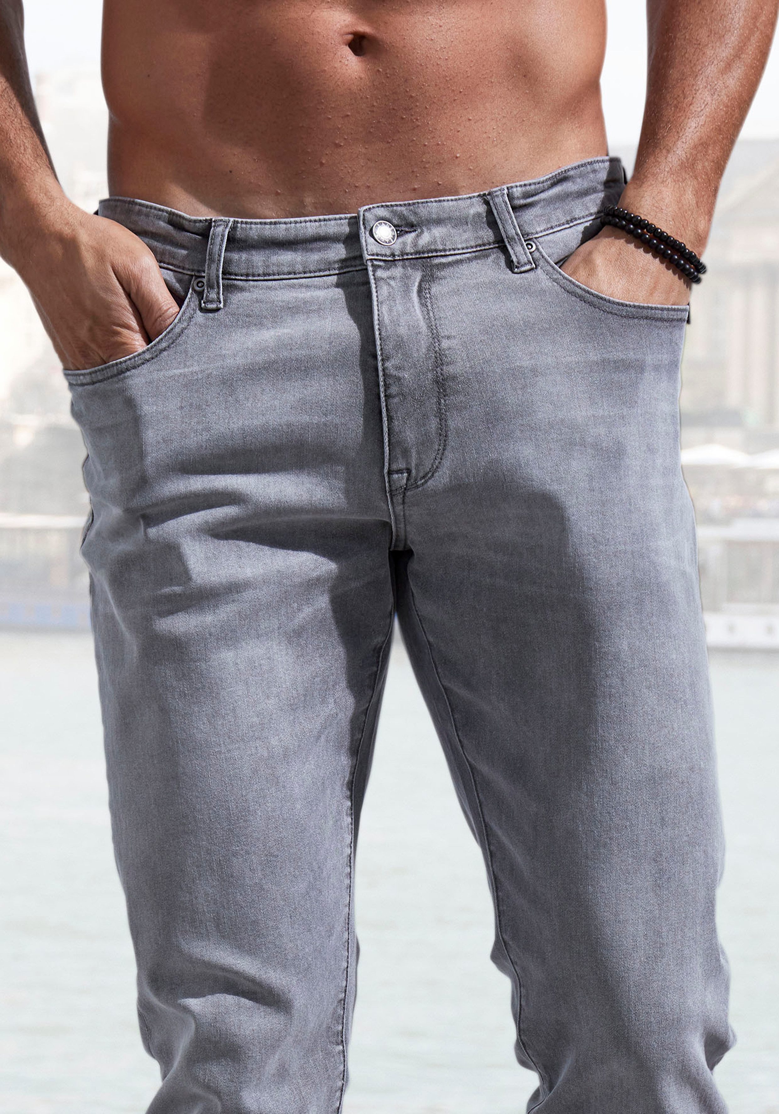 John Devin 5-pocket jeans Straight-fit Jeans in elastische denimkwaliteit