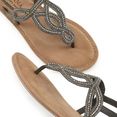 lascana teenslippers sandalen met siersteentjes en zachte leren binnenzool grijs