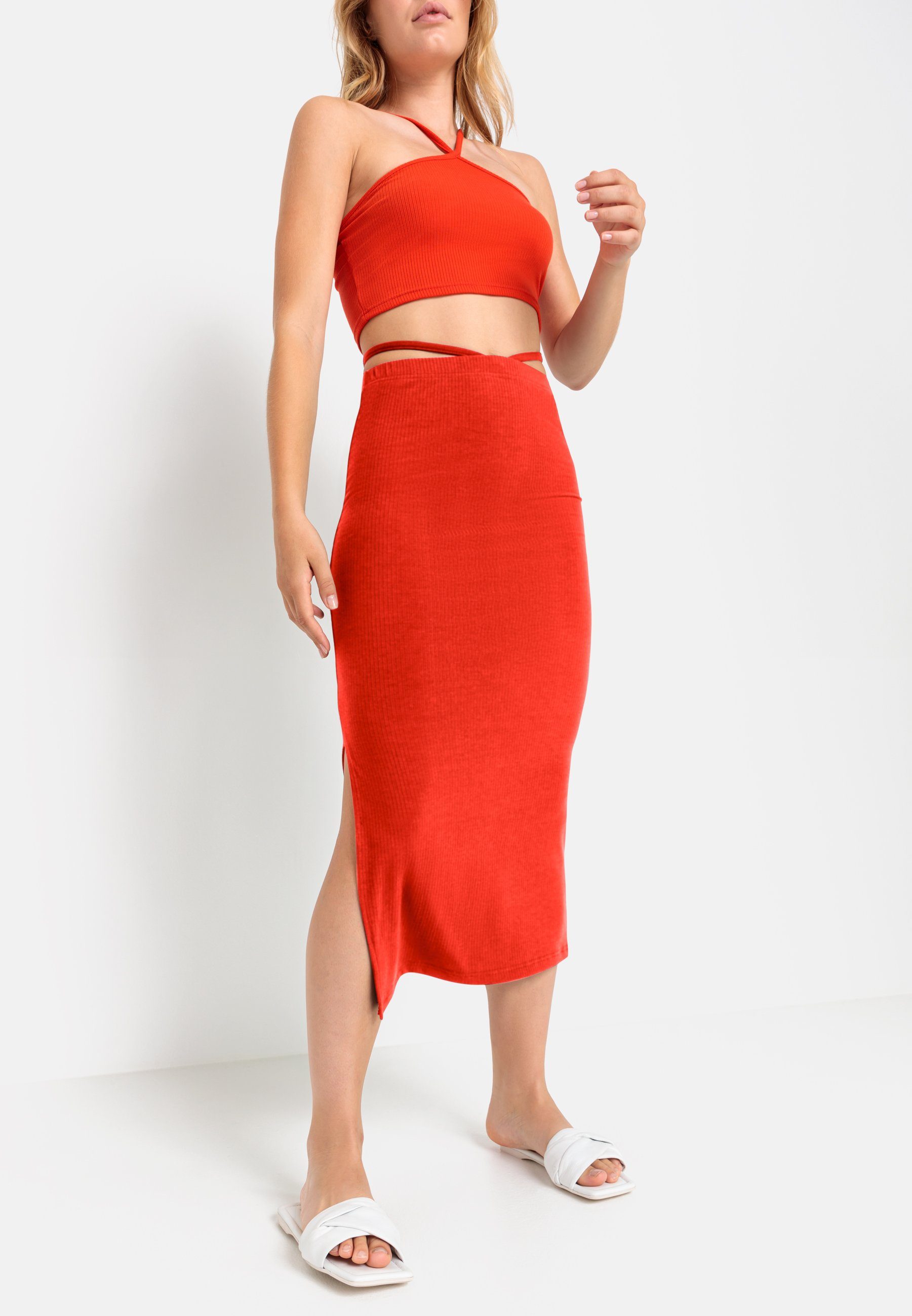 LSCN by LASCANA Midirok van zacht ribmateriaal