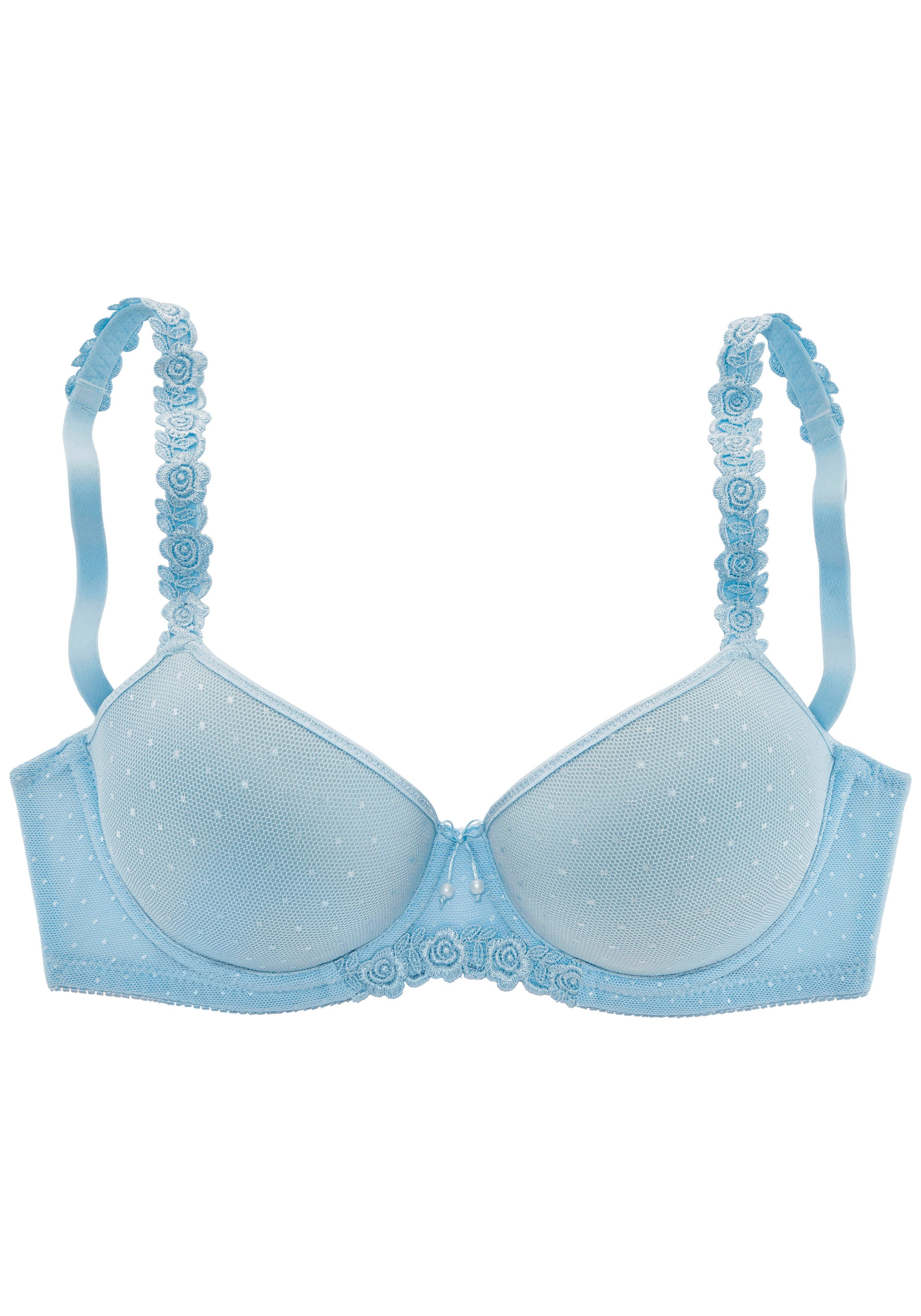 Lascana Bh met steuncups met beugel, met gegarneerde bandjes, dessous beugel bh's maat 80 B blauw