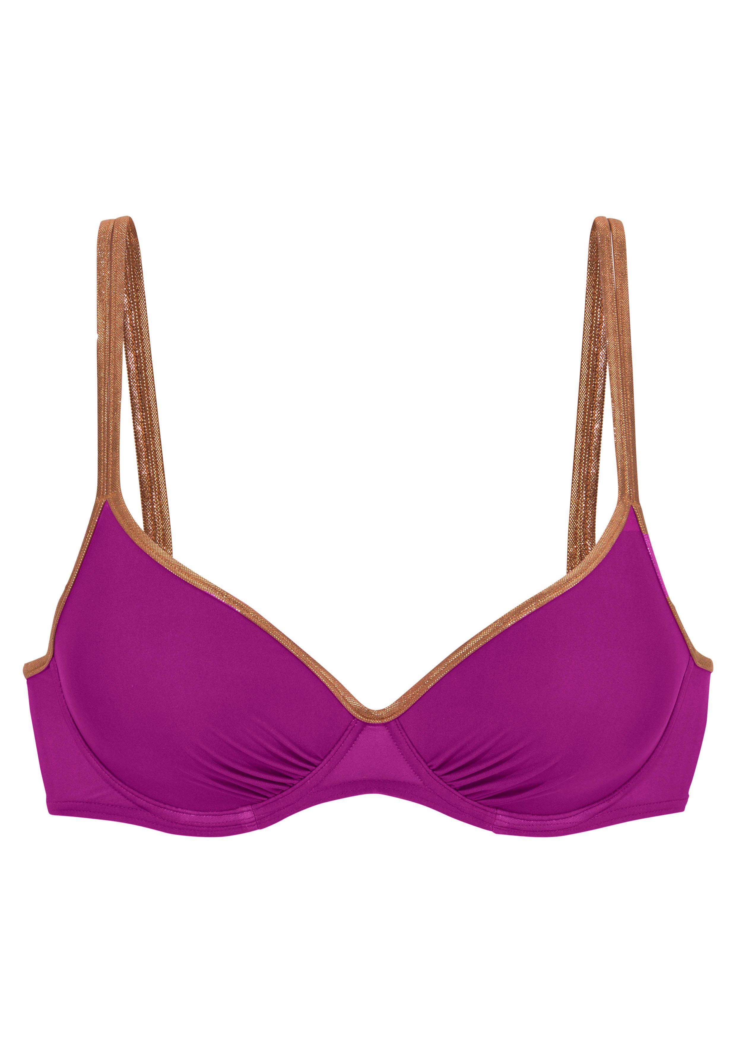 Bruno Banani Bikinitop met beugels Milano met koperkleurige paspels